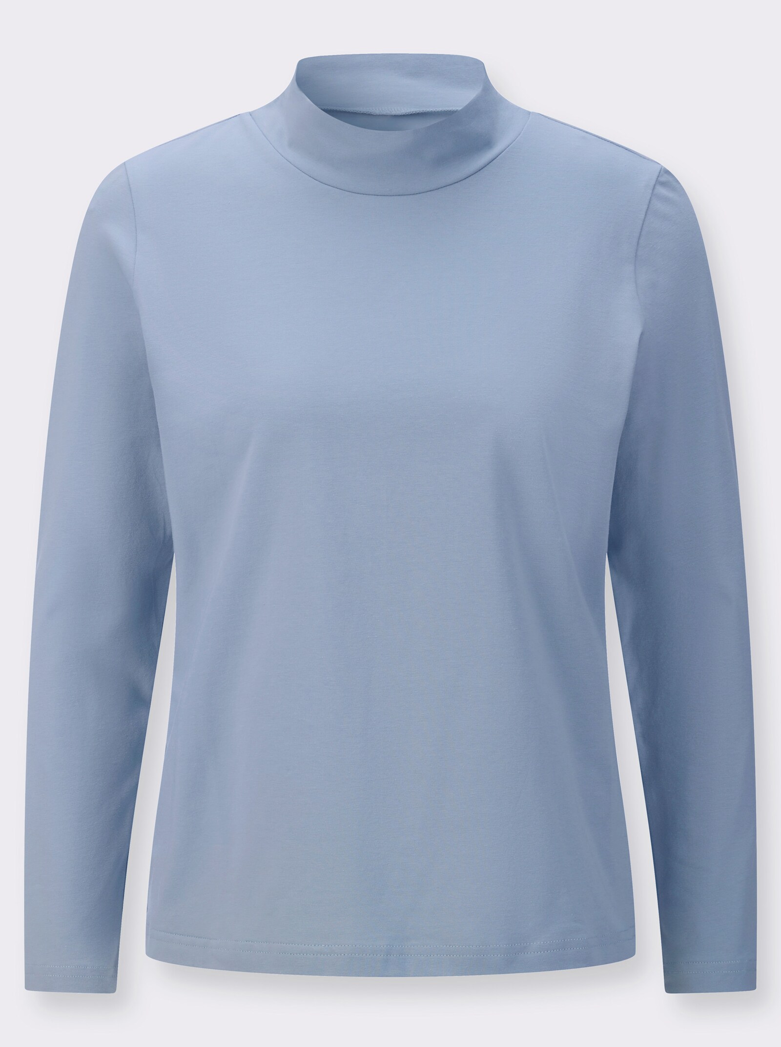 Stehkragenshirt mit Ellbogen-Patches in Jeans-Optik - bleu