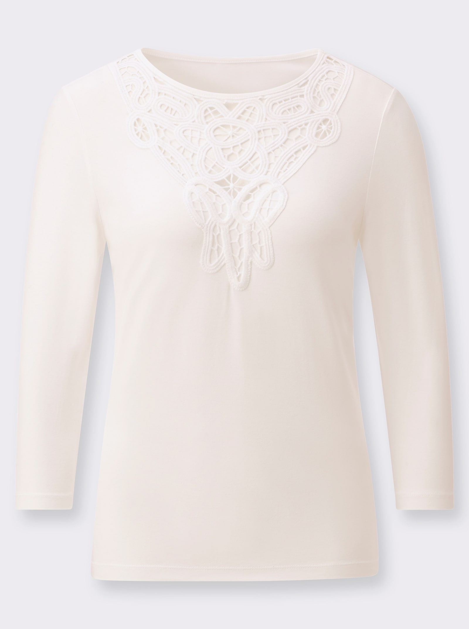 Spitzenshirt mit 3/4-Ärmeln - ecru