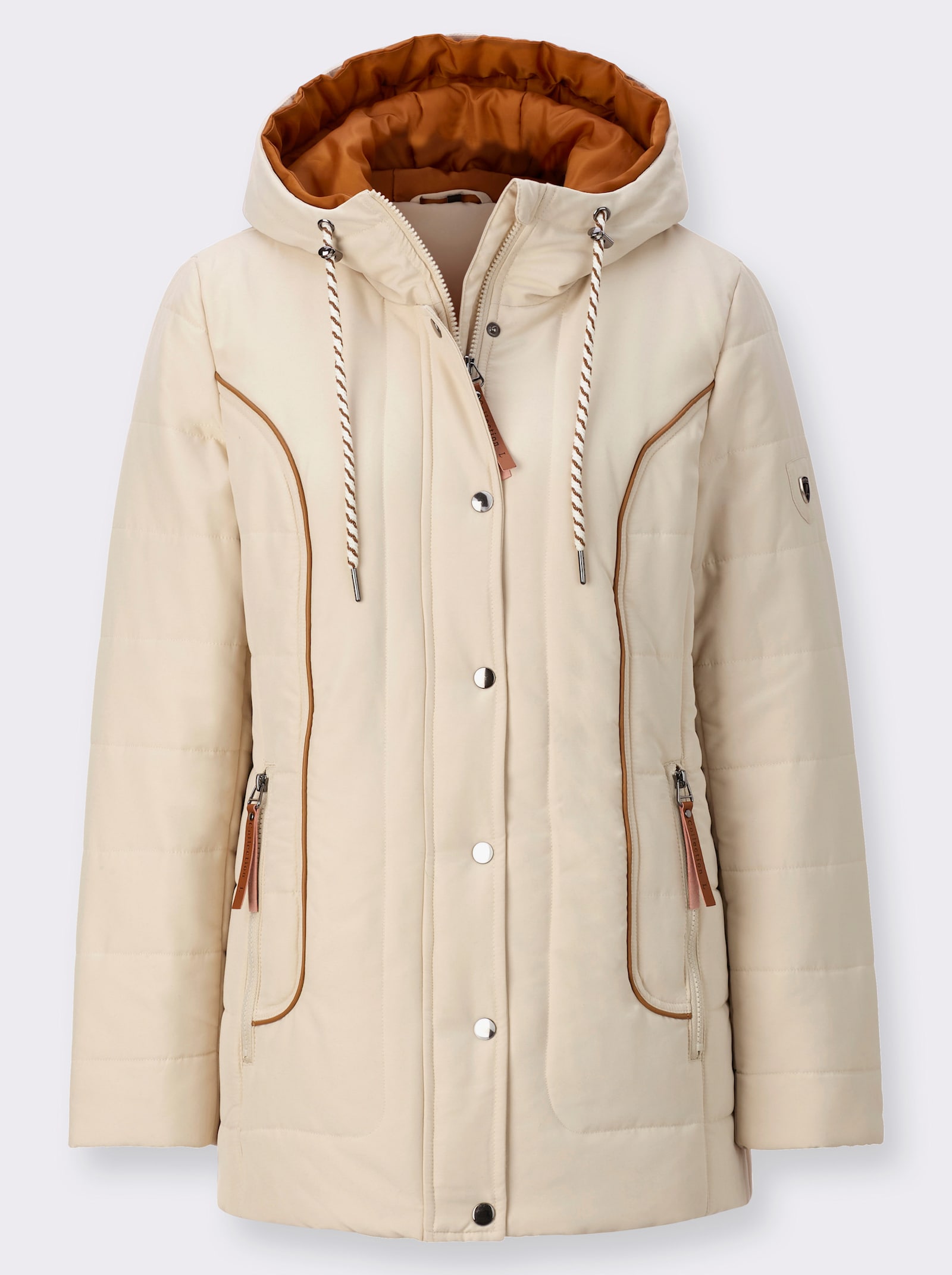 Jacke mit weitenregulierbarer Kapuze - sand