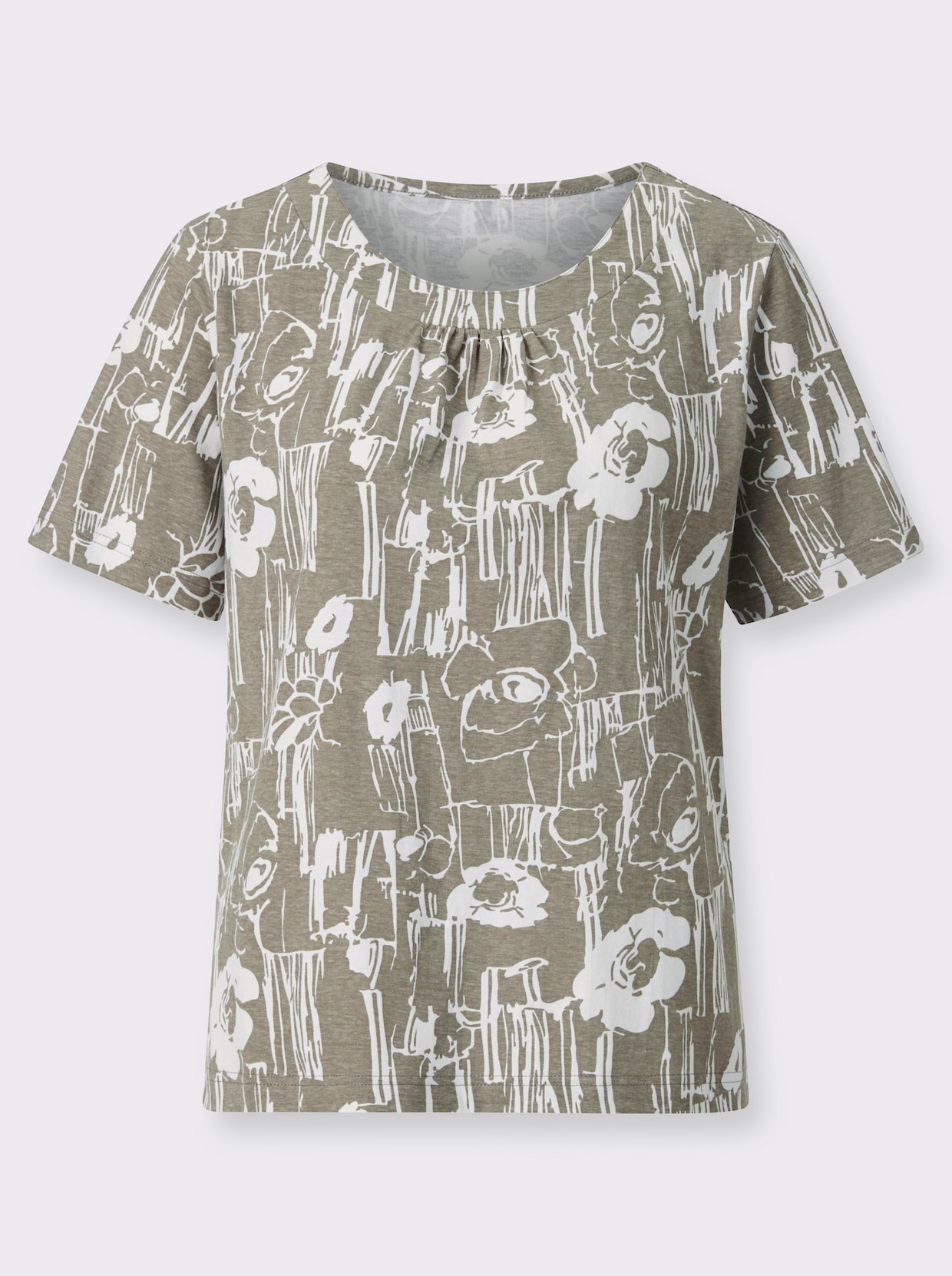 Shirt - taupe + taupe-weiss-bedruckt