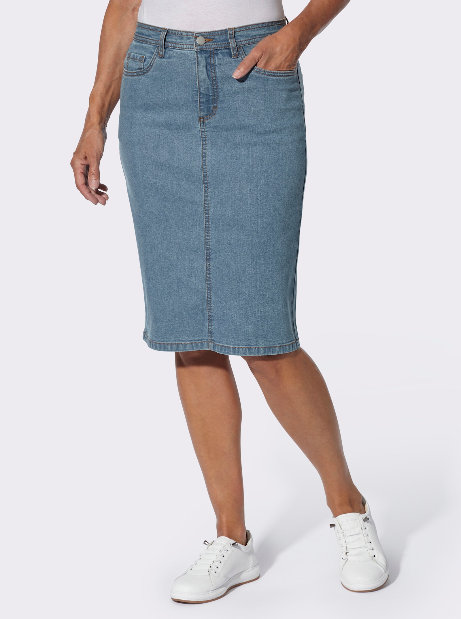 Jeansrock in 5-Pocket-Form - blue-bleached