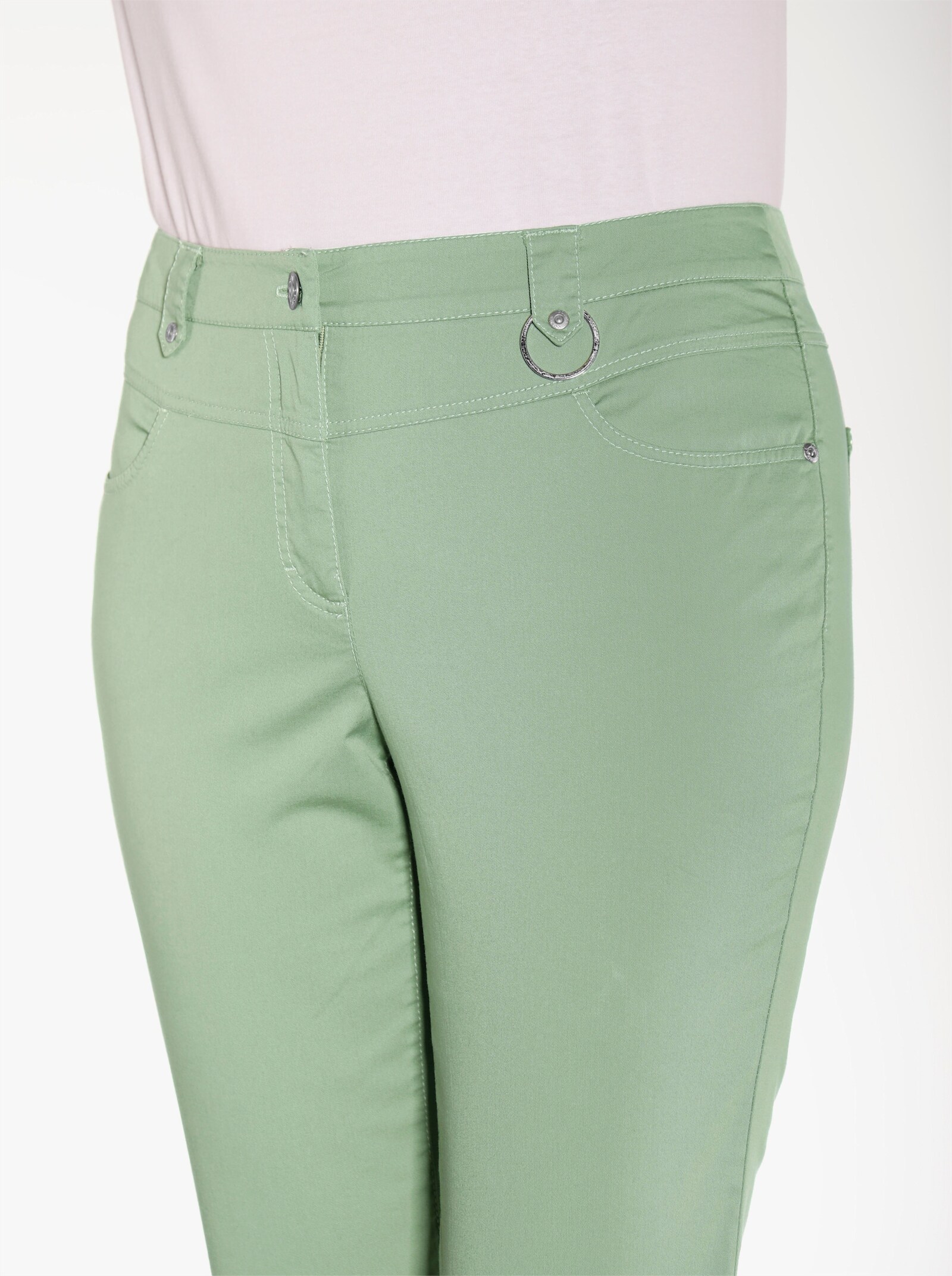 Cosma Broek met versierde ceintuurlussen - eucalyptus