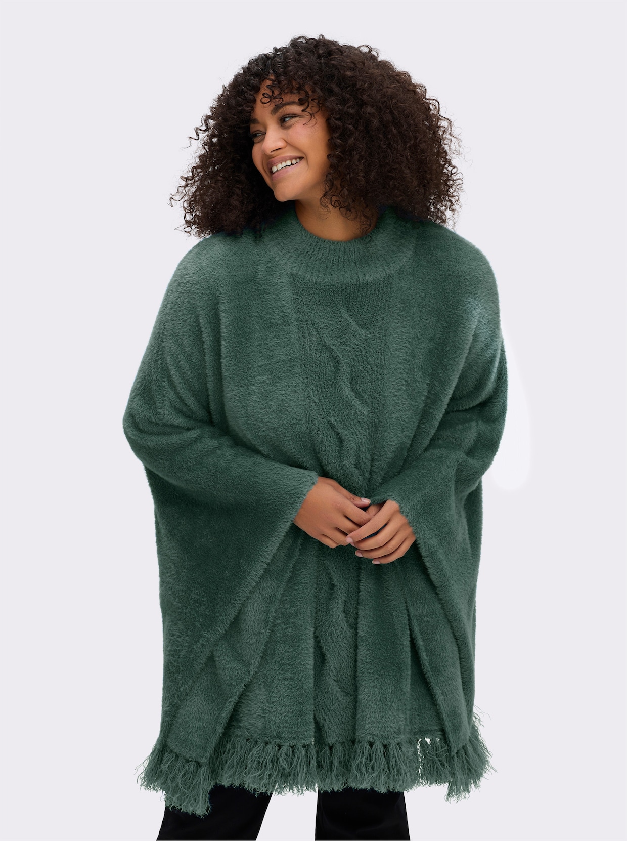sheego Strickponcho - moos