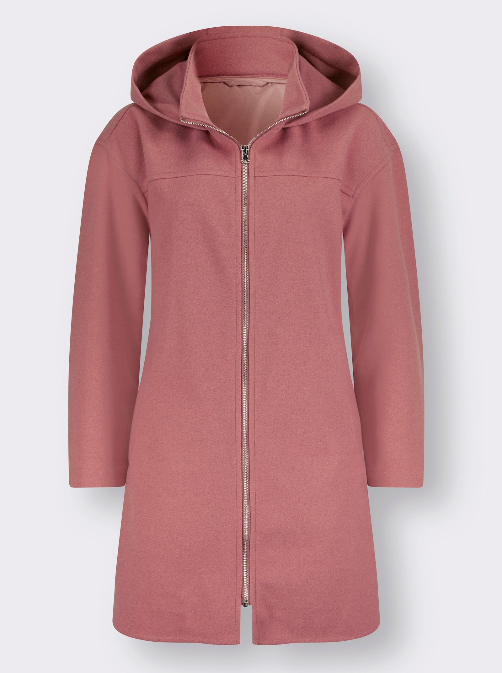 Lang jack met capuchon en zijsplitten - rozenhout