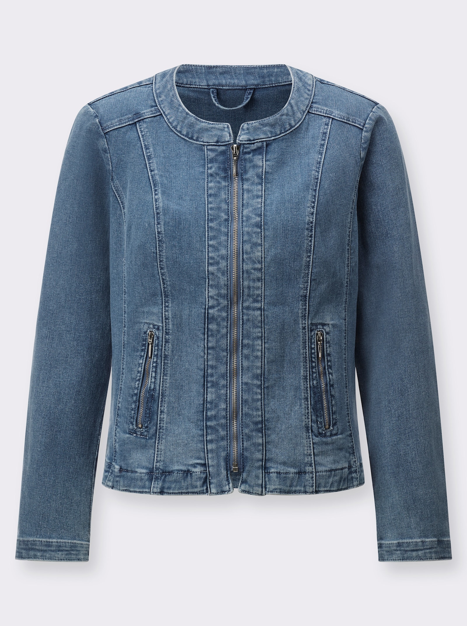 Jeansblazer mit Schulterpolstern - blue-bleached