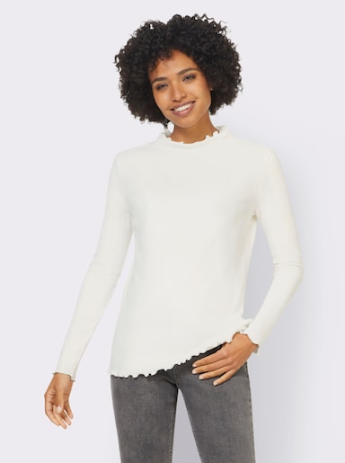 heine Langarmshirt mit Wellenkanten - ecru
