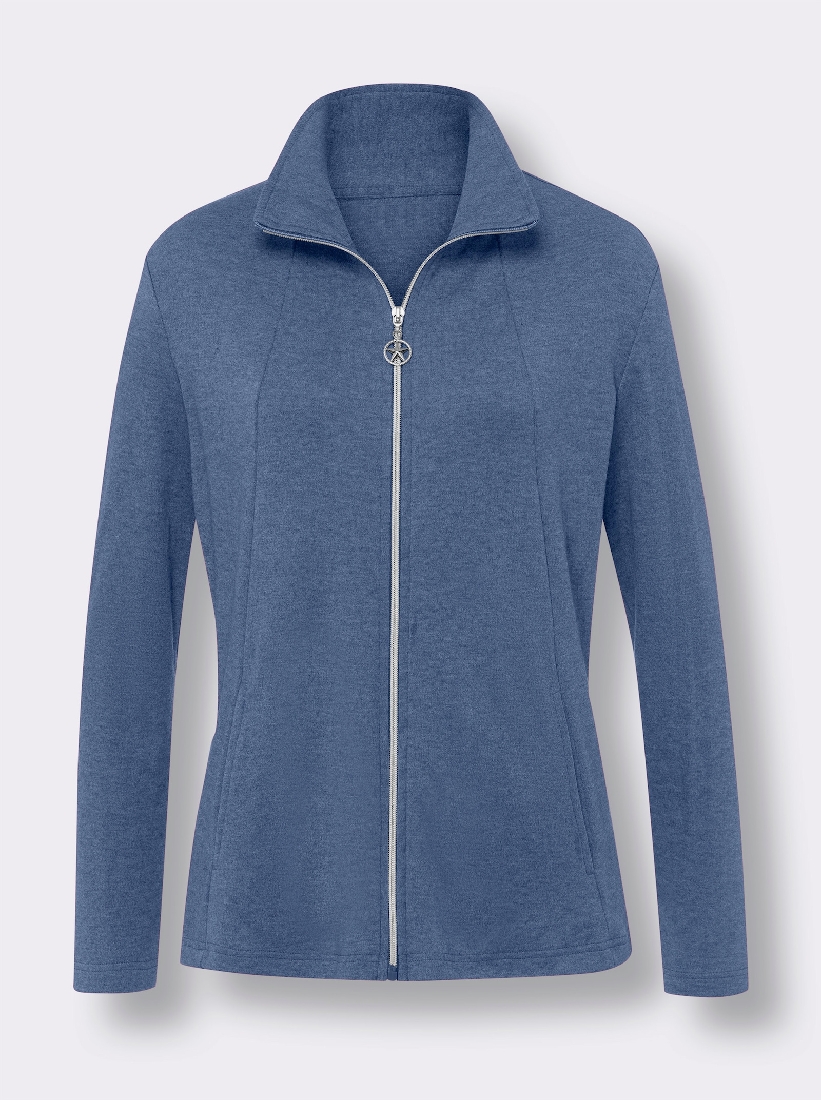Sweatjacke in Melange-Optik - jeansblau-meliert