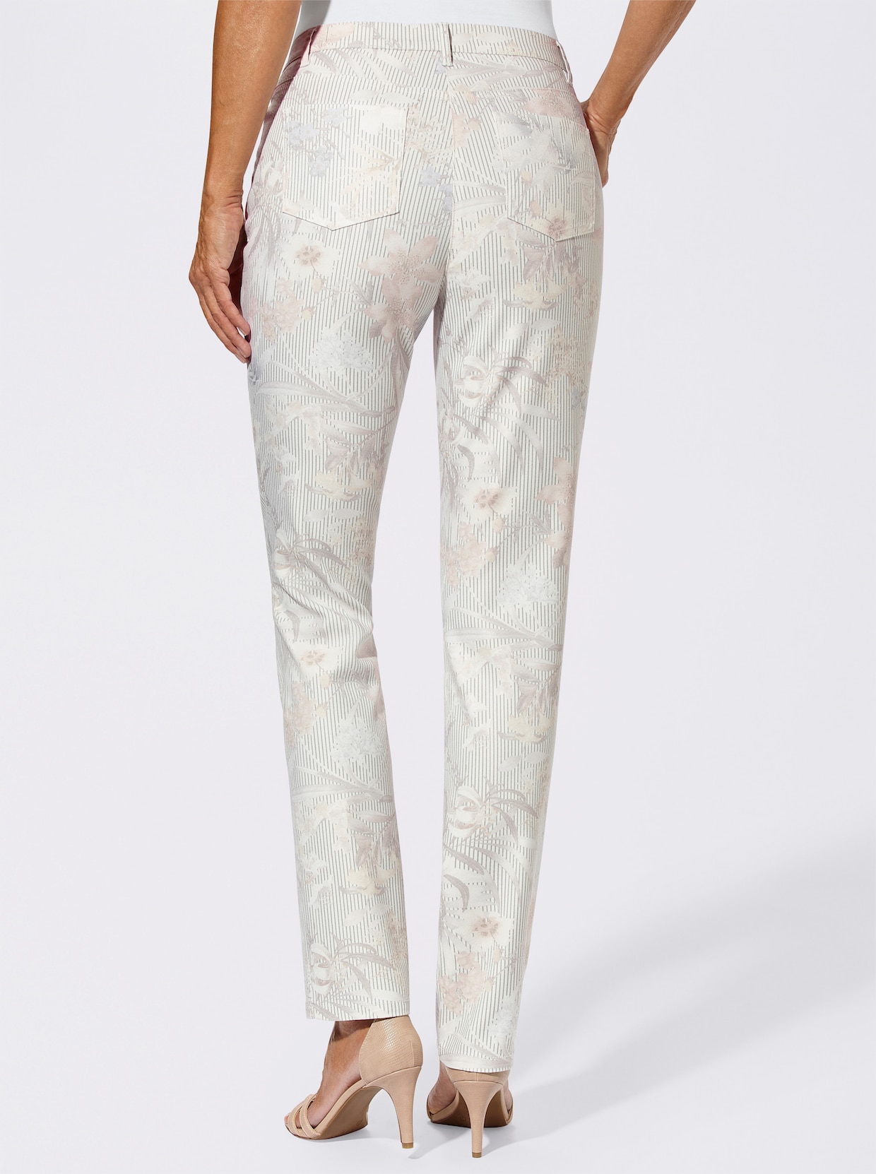 Cosma 5-pocketbroek - ecru/taupe geprint