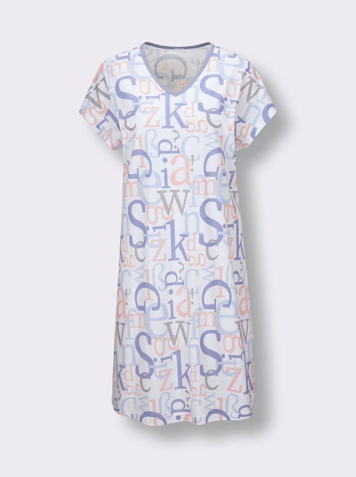 wäschepur Sleepshirt - weiss-taubenblau-bedruckt