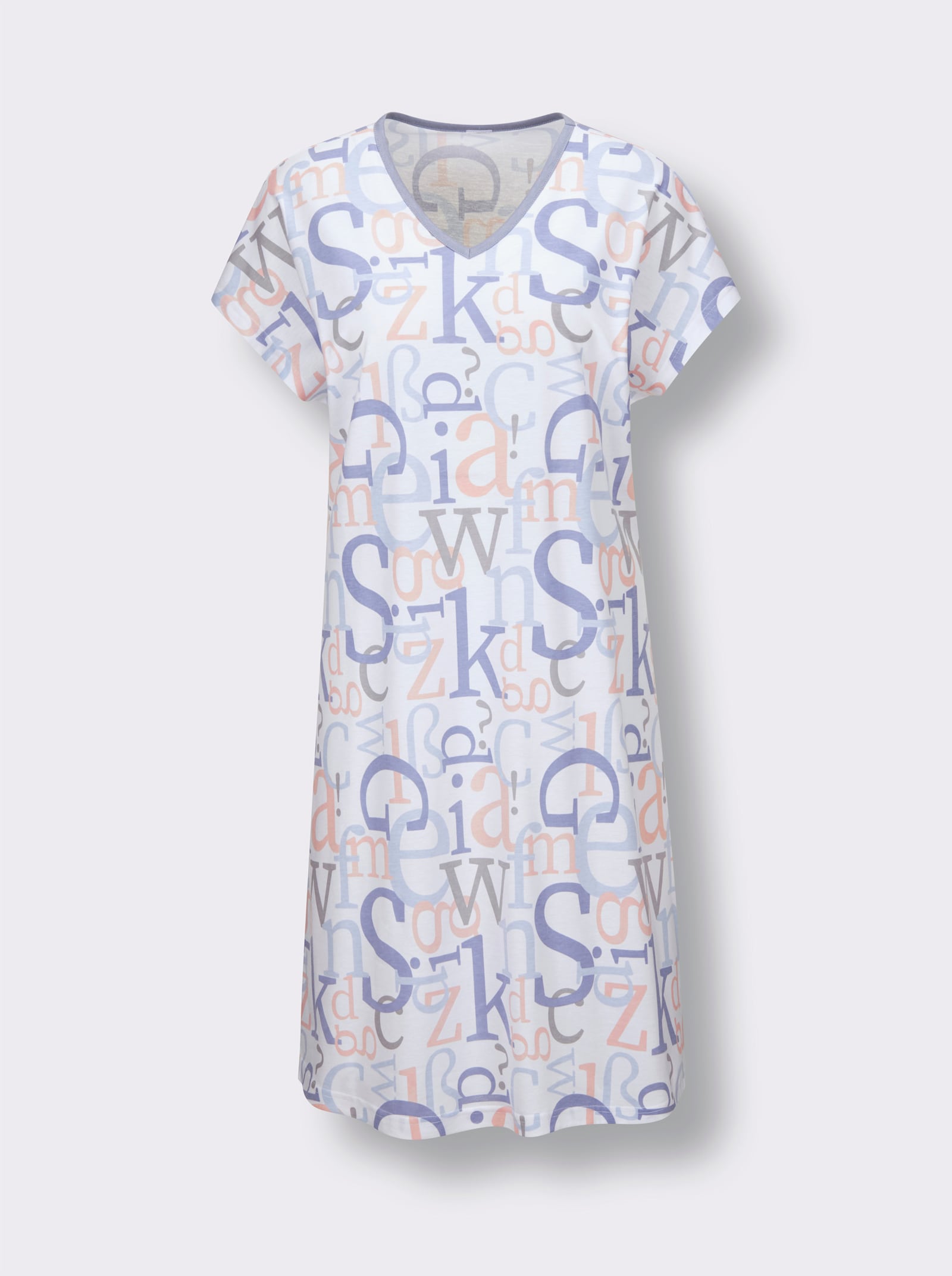 wäschepur Sleepshirt - weiß-taubenblau-bedruckt