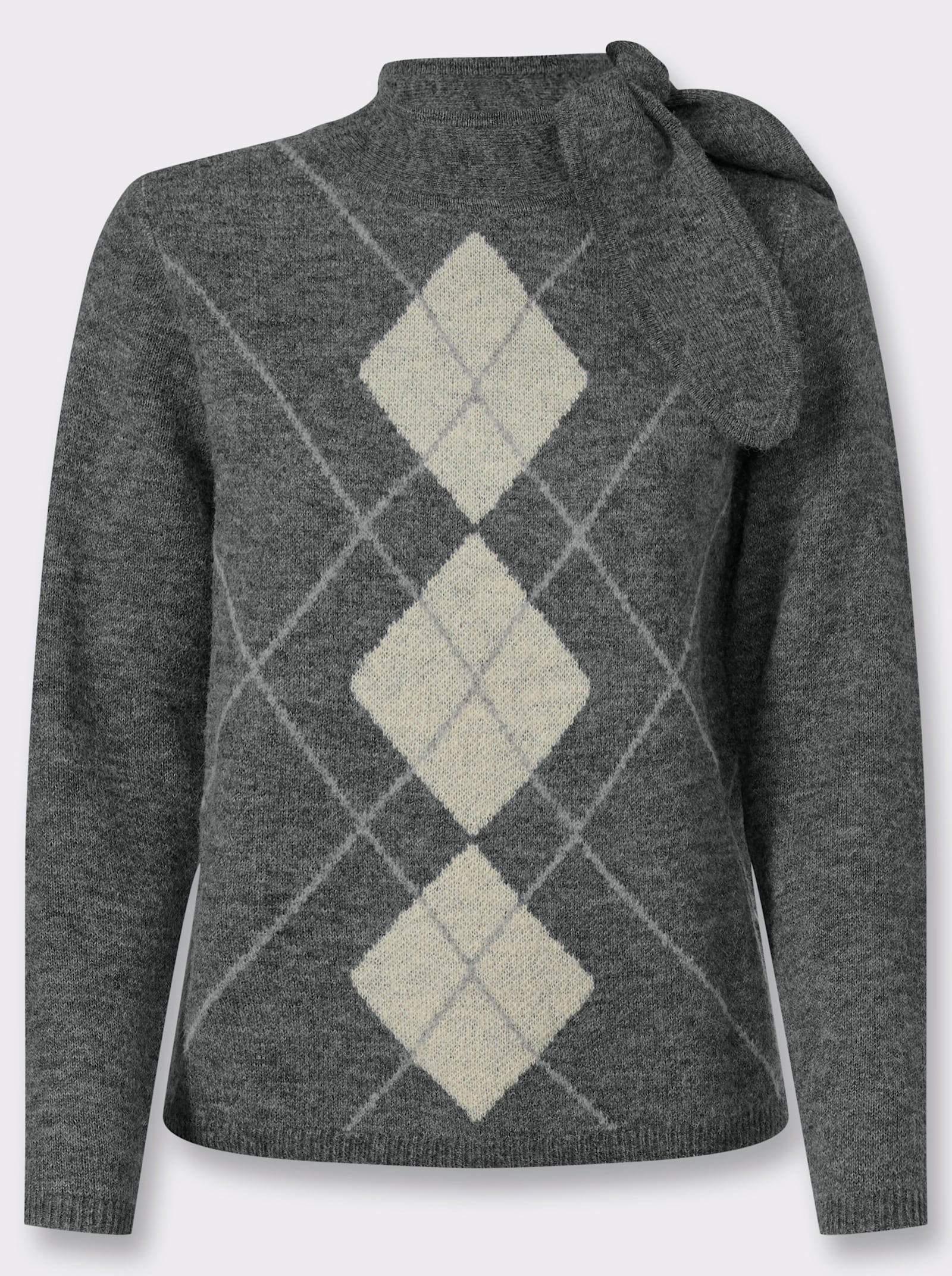 heine Jacquardpullover mit Rautenmuster - anthrazit-sand-gemustert