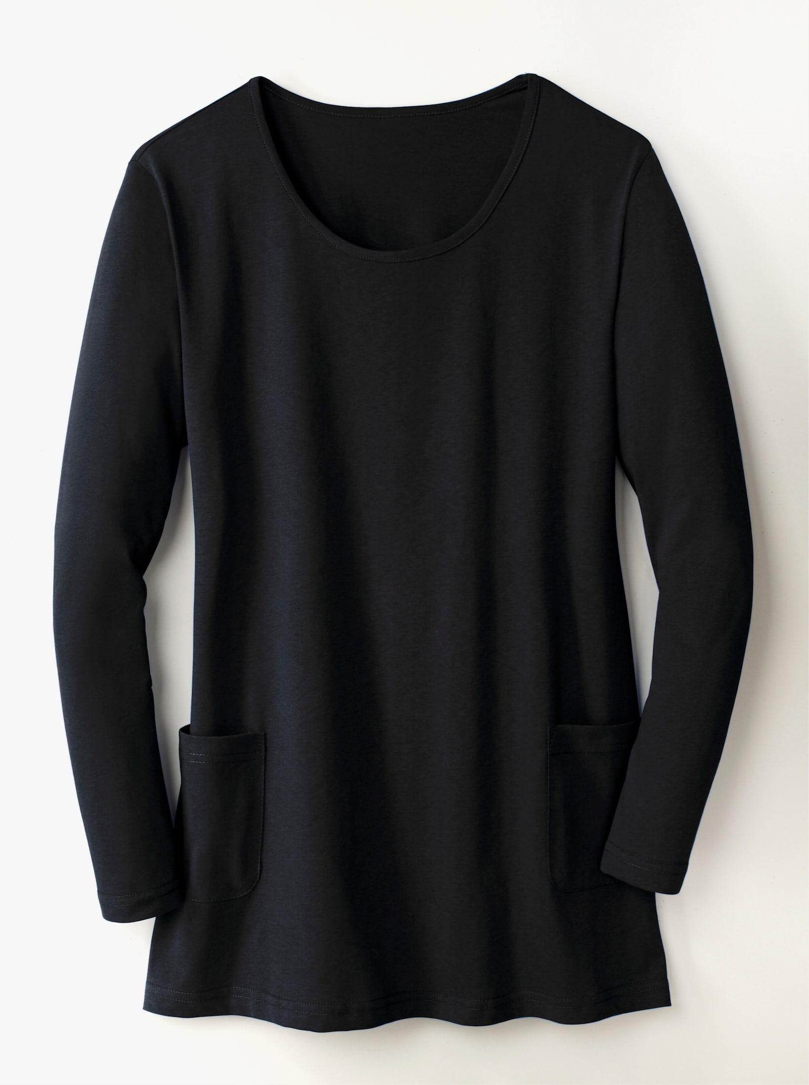 Longshirt mit aufgesetzten Taschen - schwarz