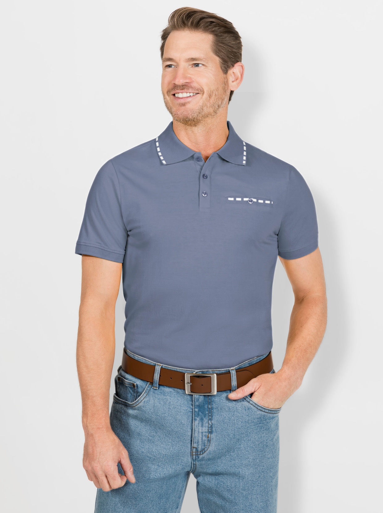 Catamaran Poloshirt met korte mouwen - duivenblauw