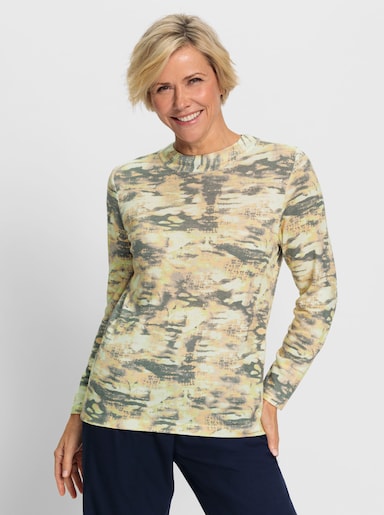 Stehkragenpullover mit bedrucktem Strick - schlamm-vanille-bedruckt