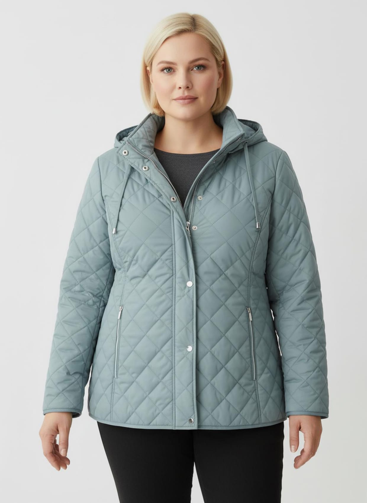 Winterjacke mit Schlingenknopf-Verschluss - jade