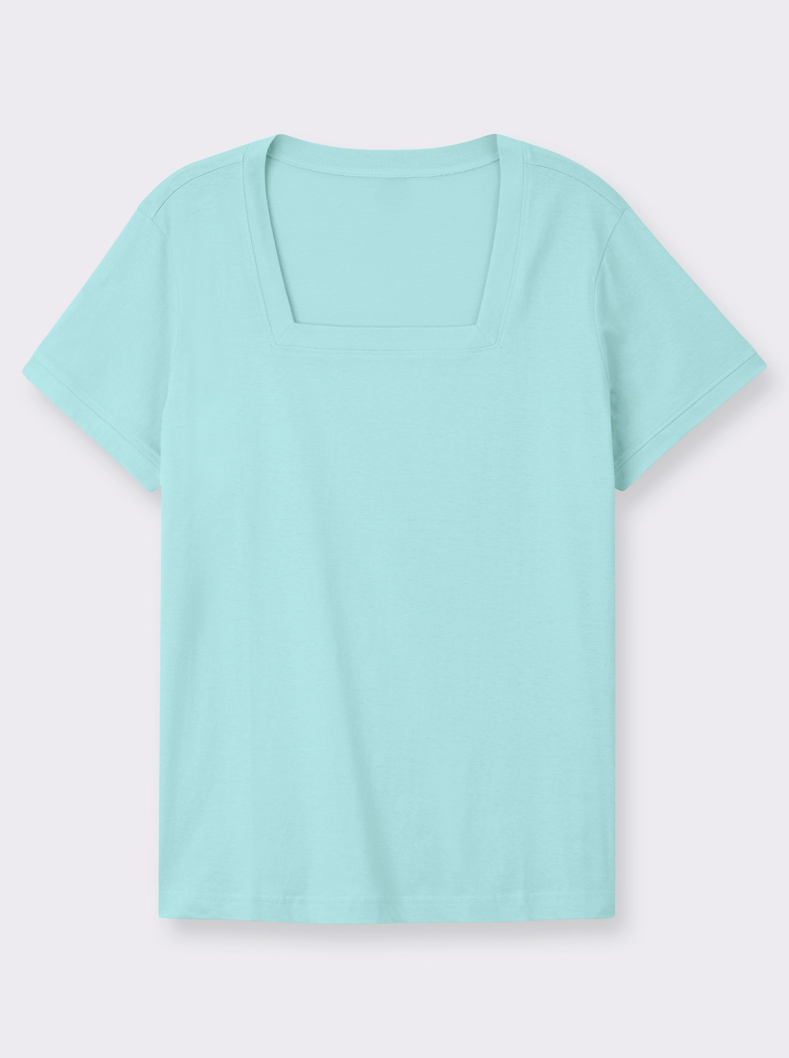 Kurzarmshirt mit Karree-Ausschnitt - türkis