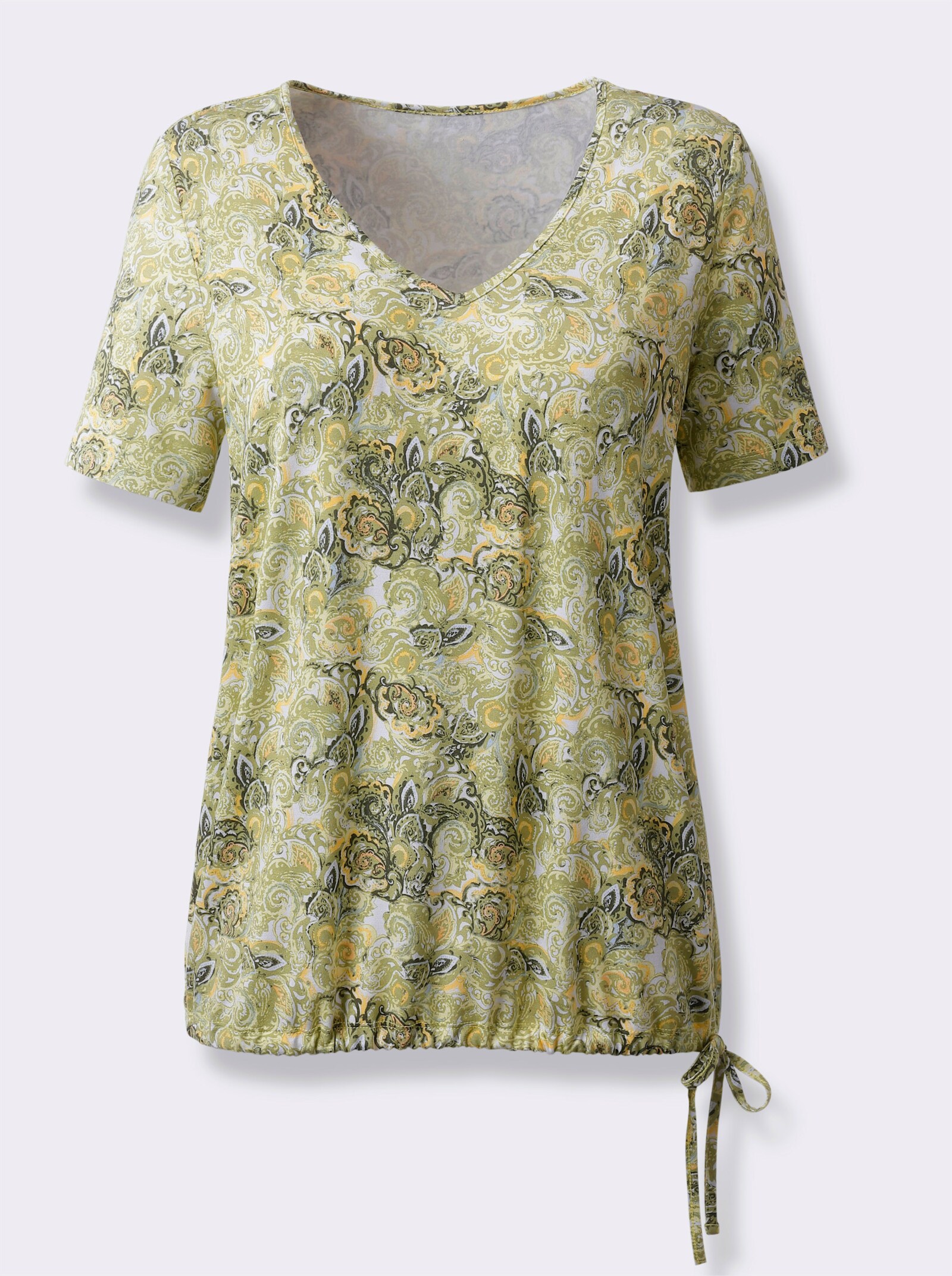 Print-Shirt mit Tunnelzug im Saum - lindgrün-bedruckt