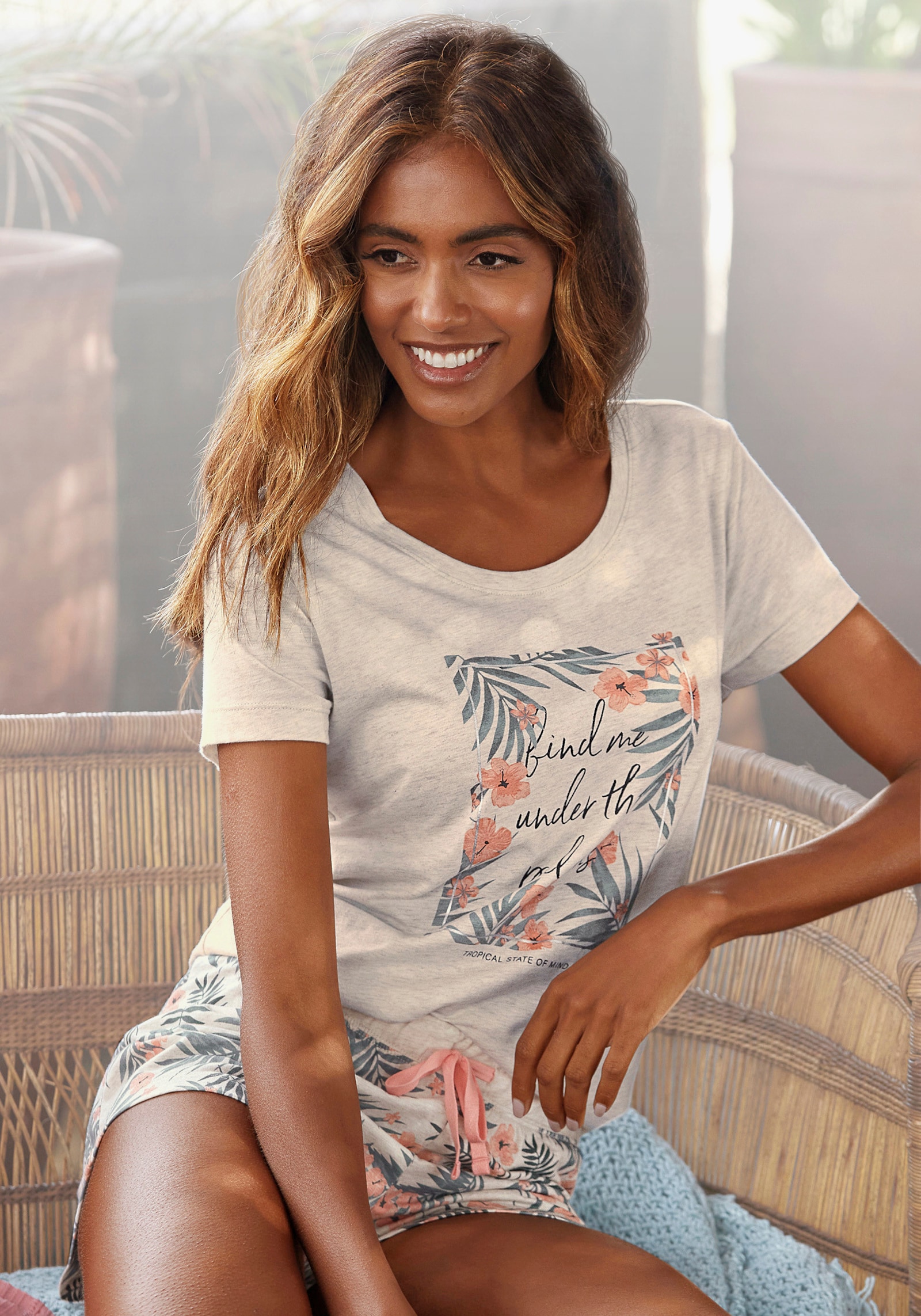 LASCANA Shorty - sand-bedruckt