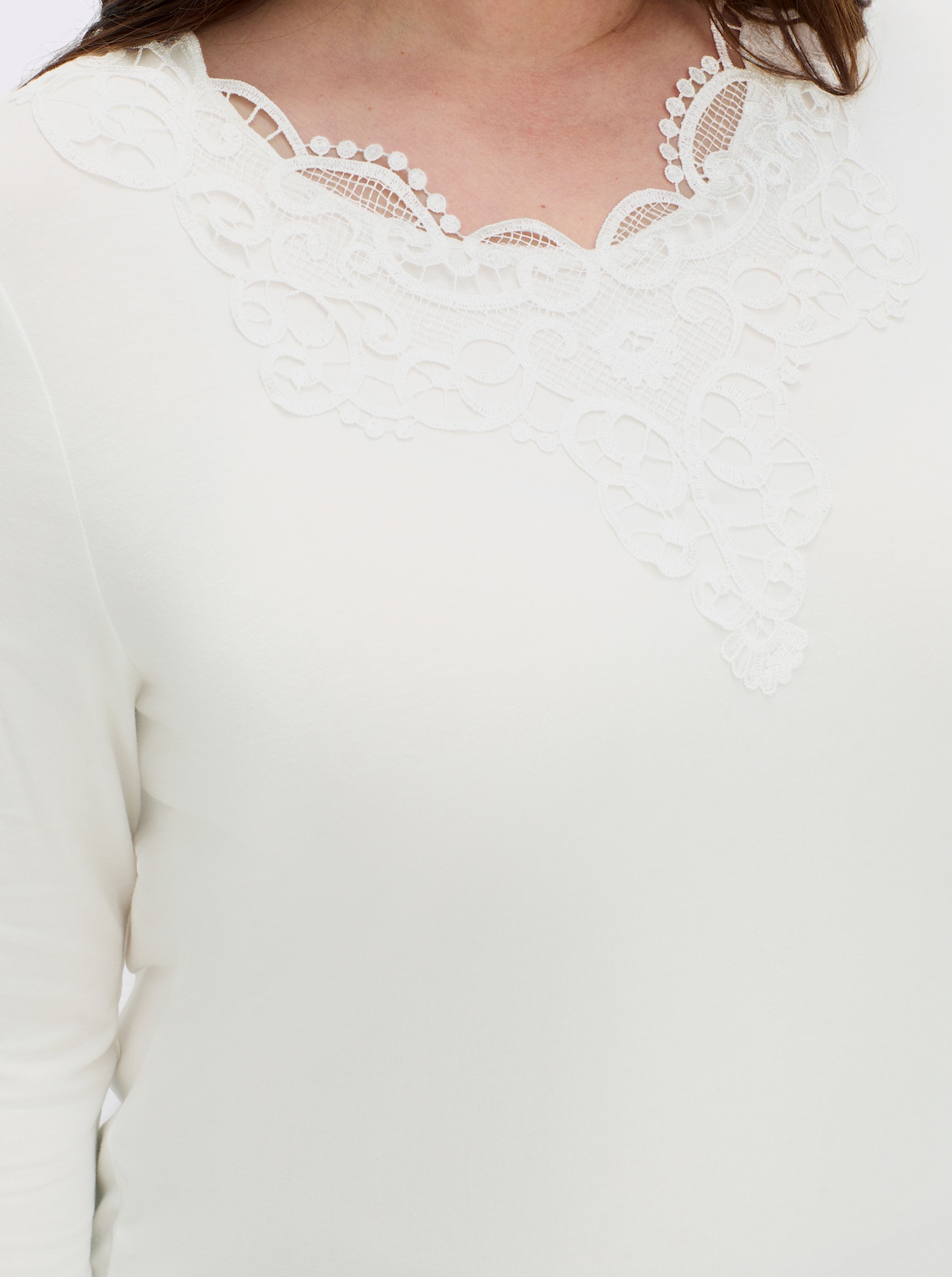 Spitzenshirt mit 3/4-Ärmeln - ecru