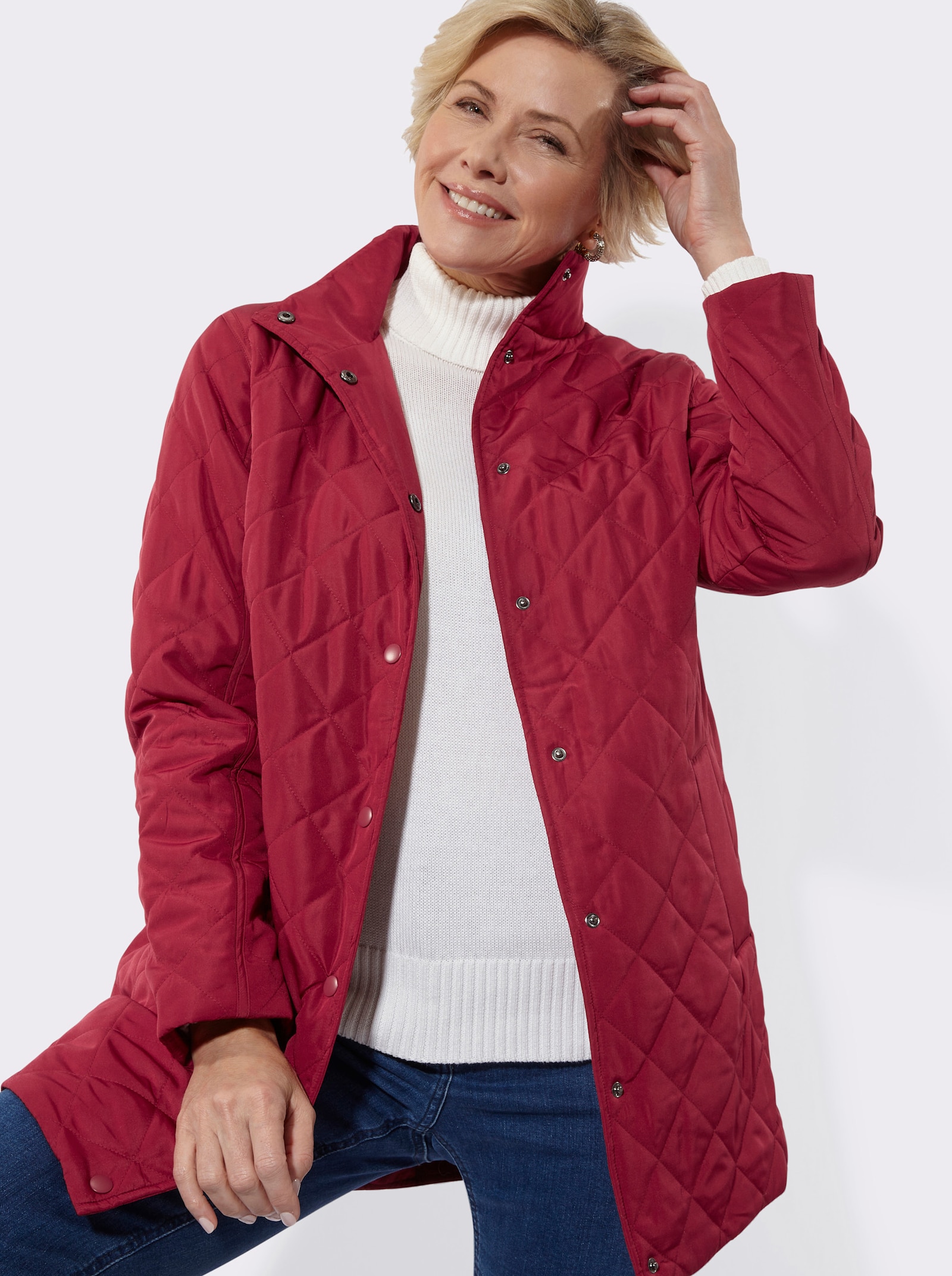 Steppjacke in Longform - kirsche