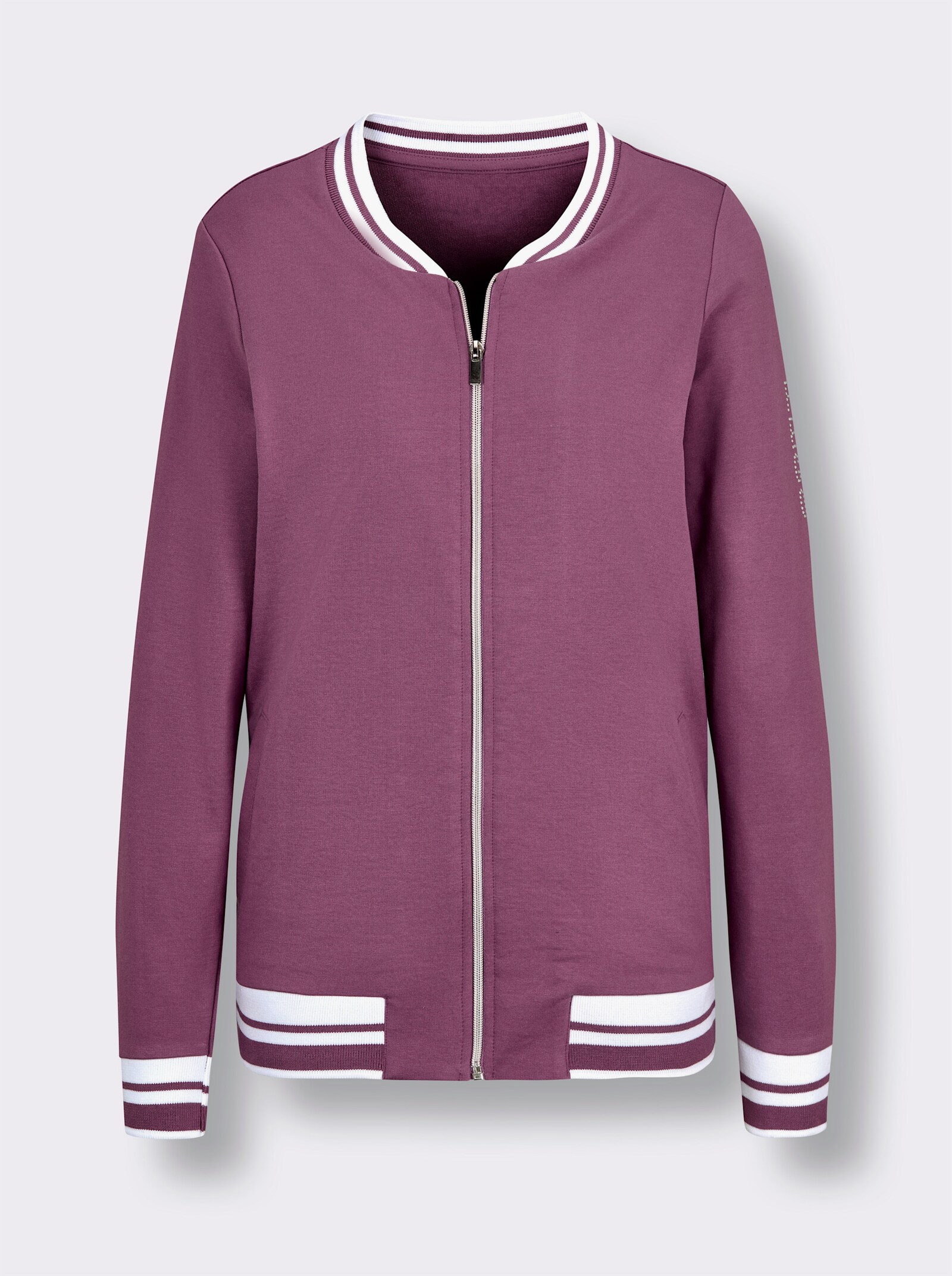 feel good Jacke im College-Look - violett-weiß