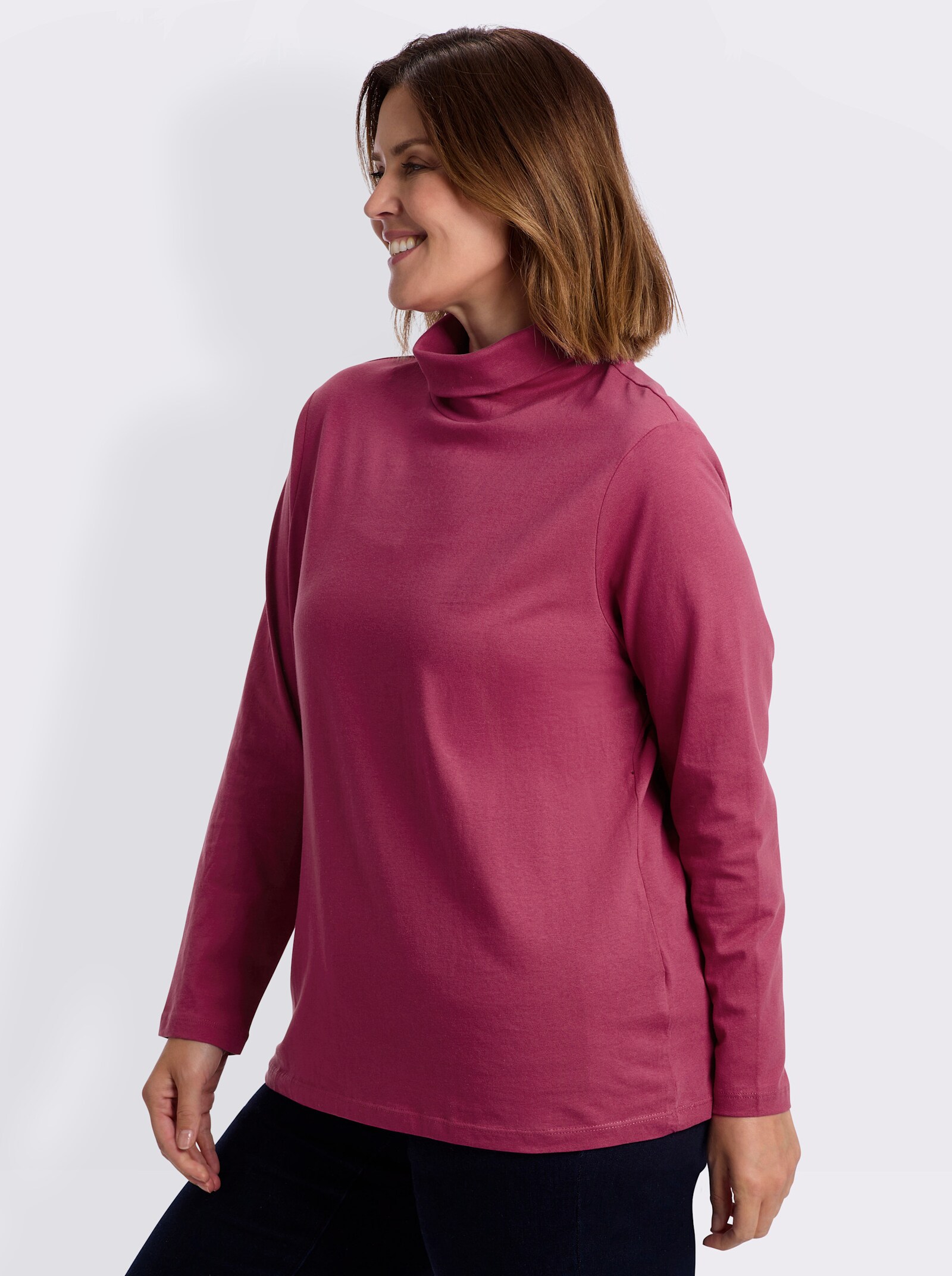 Rollkragenshirt mit langen Ärmeln - fuchsia