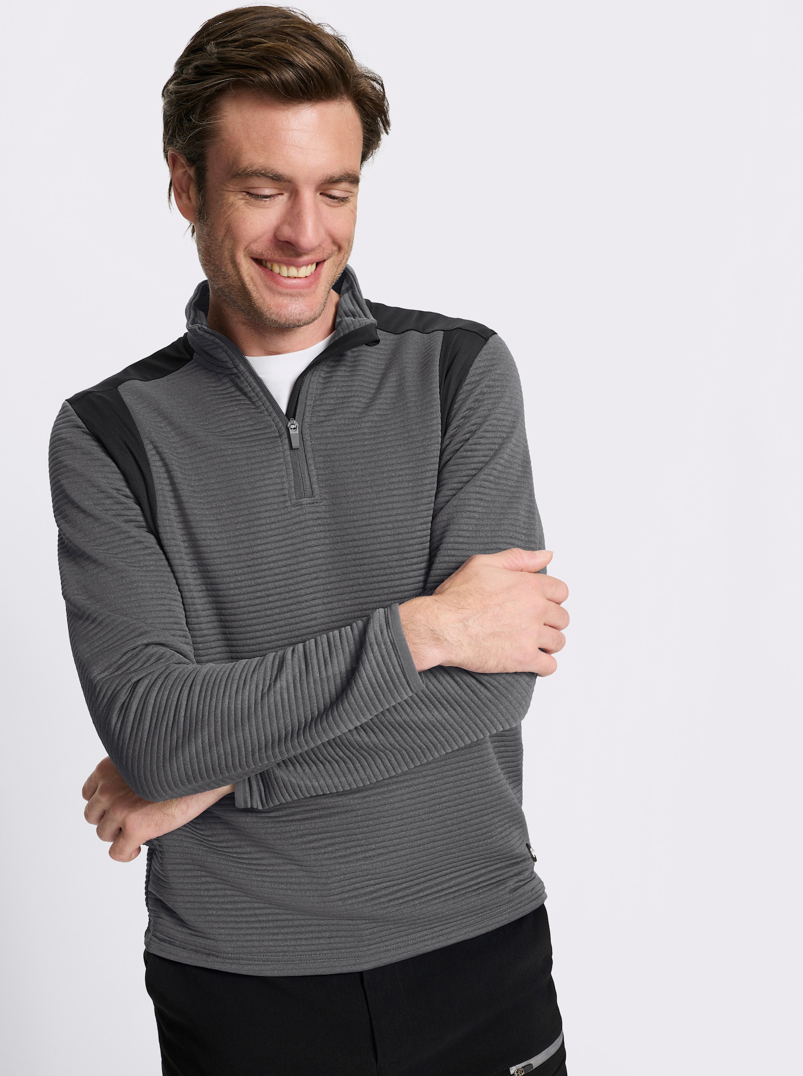 Catamaran Sports Sweatshirt mit Einsätzen - schwarz-meliert