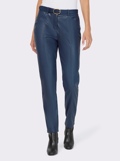 heine Pantalon en imitation cuir - bleu fumée