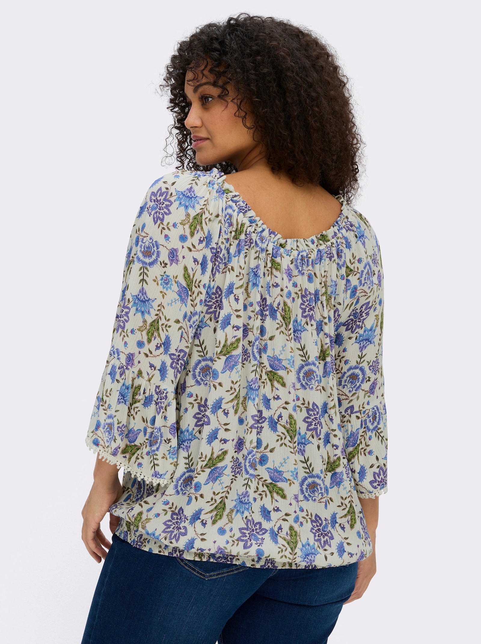 sheego by Joe Browns Tunika im Boho-Look - champagner-royalblau-gemustert
