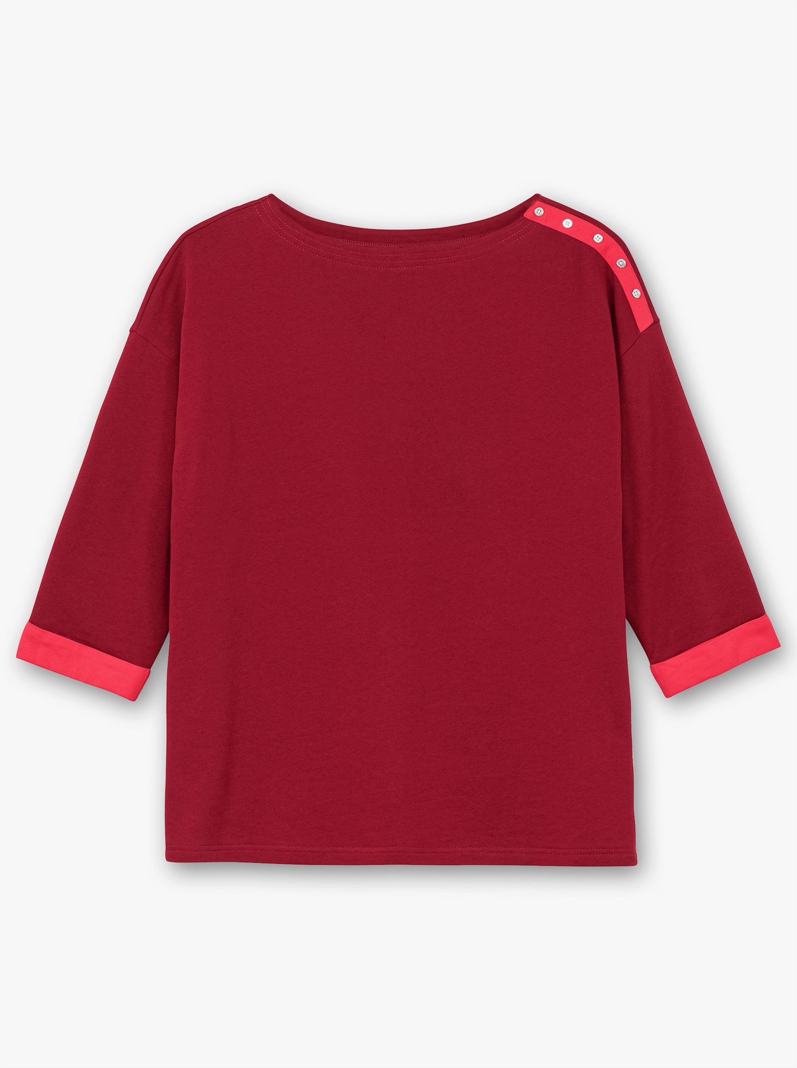 sheego Sweatshirt mit kontrastfarbenen Details - dunkelrot