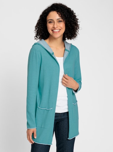 Longstrickjacke - ozean-meliert
