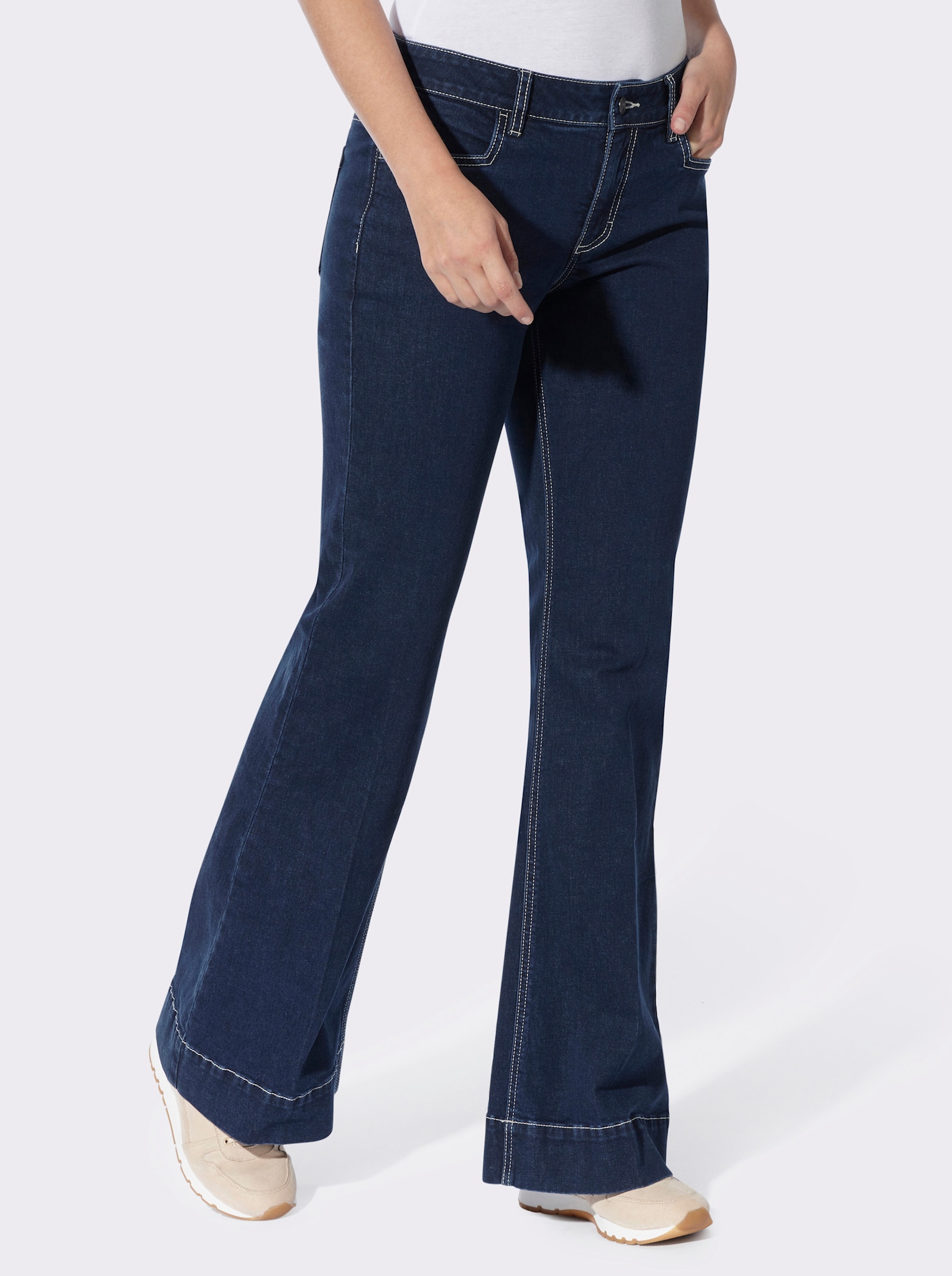 heine Bootcut-Jeans mit Bügelfalten - dark blue