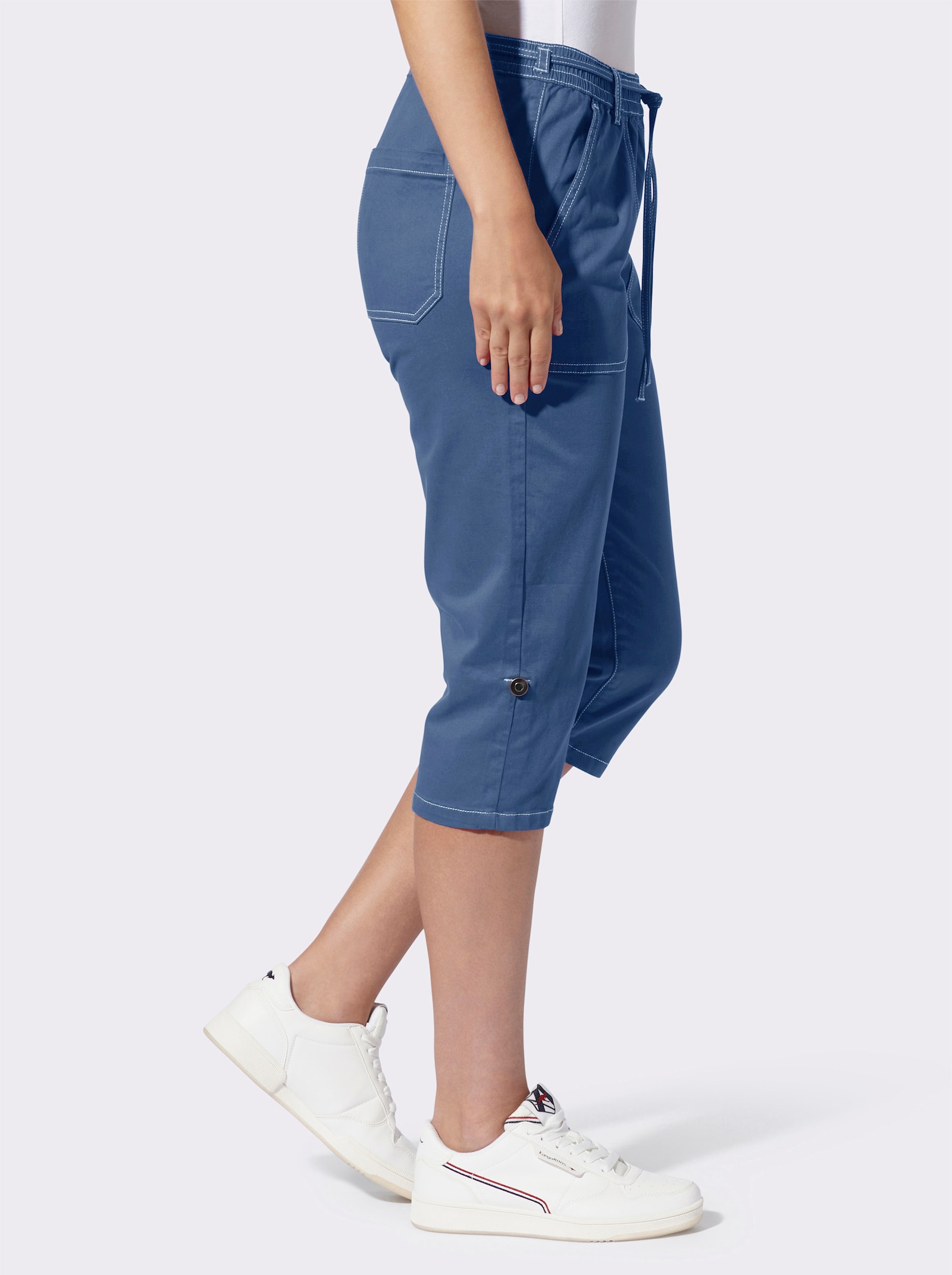 heine Baumwollhose in Capri-Länge - jeansblau