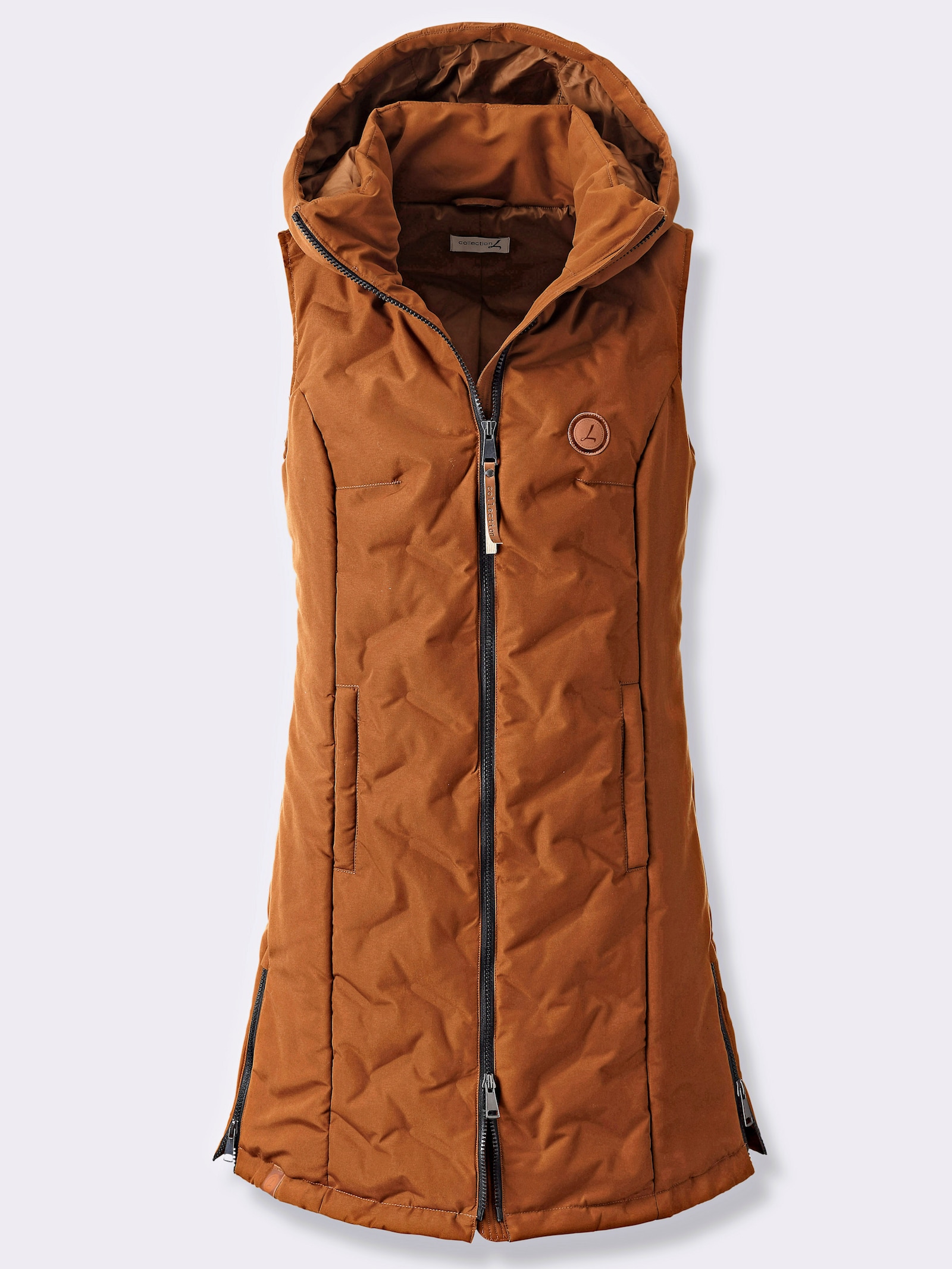 Longweste in Microfaser-Qualität - cognac