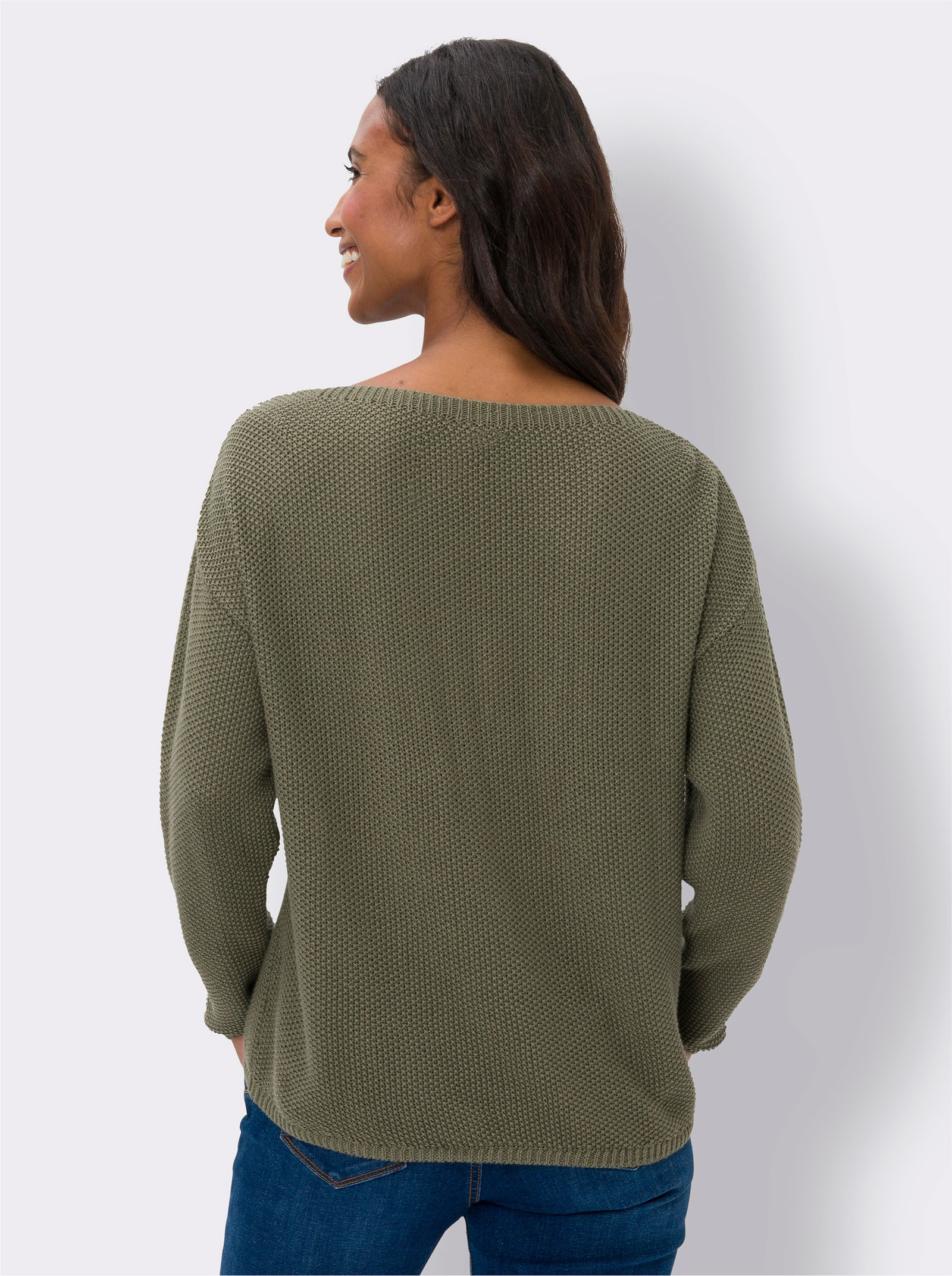 heine Strickpullover mit schimmerndem Druck - khaki