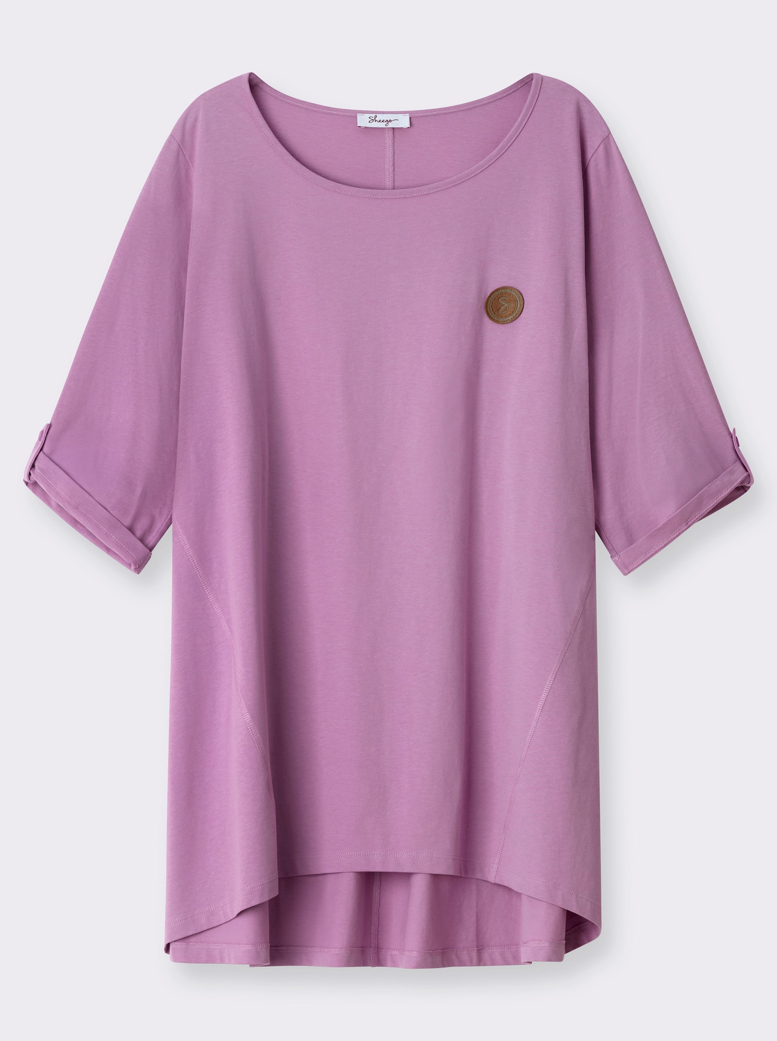sheego Lang shirt in camouflerende A-lijn - orchidee