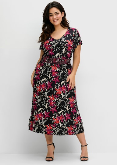 sheego Jerseykleid - schwarz bedruckt