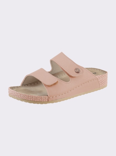 Mubb Pantolette mit Leder-Memory-Fußbett - puder