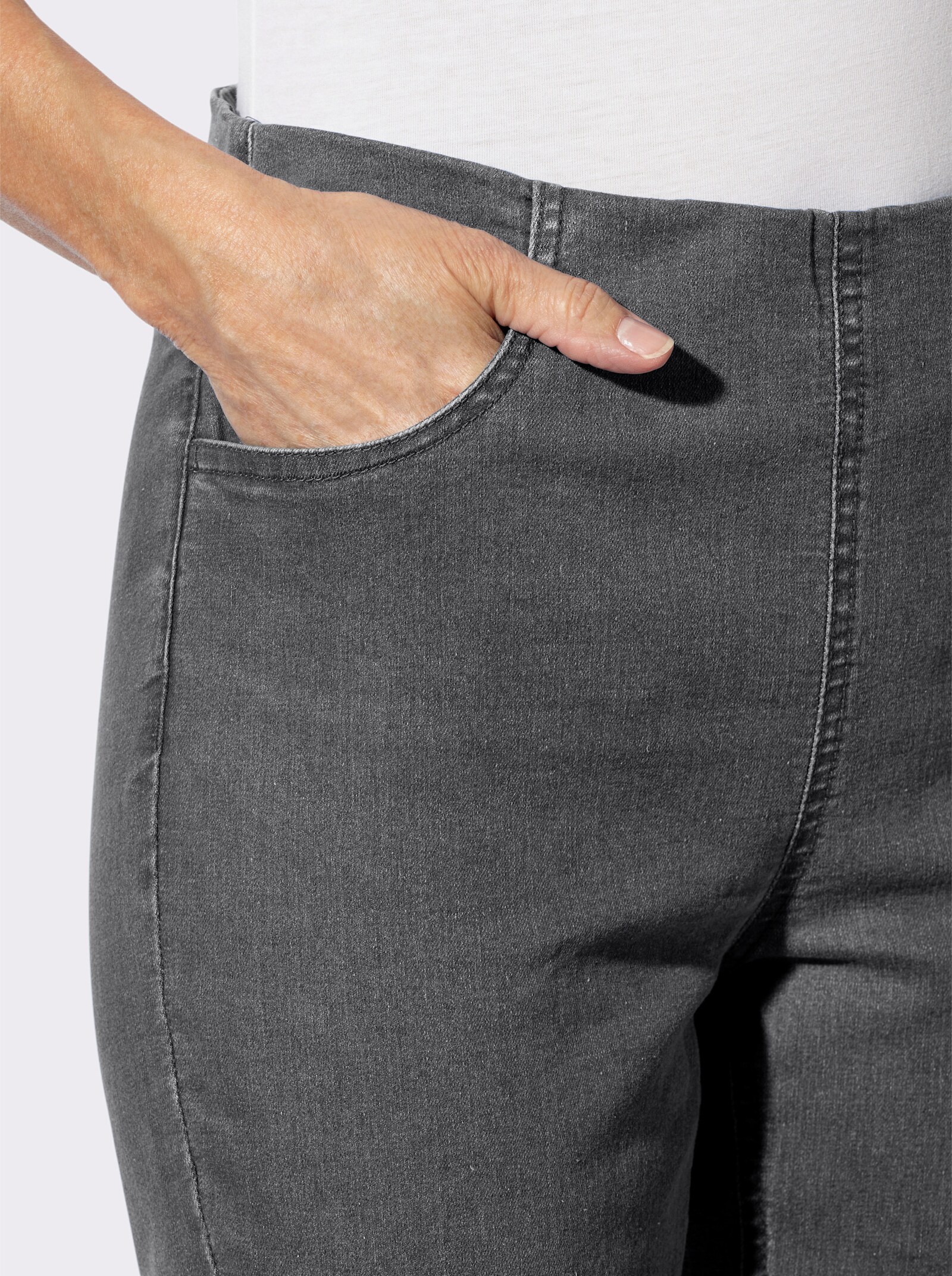 Jeans mit Teilungsnähten hinten - grey-denim