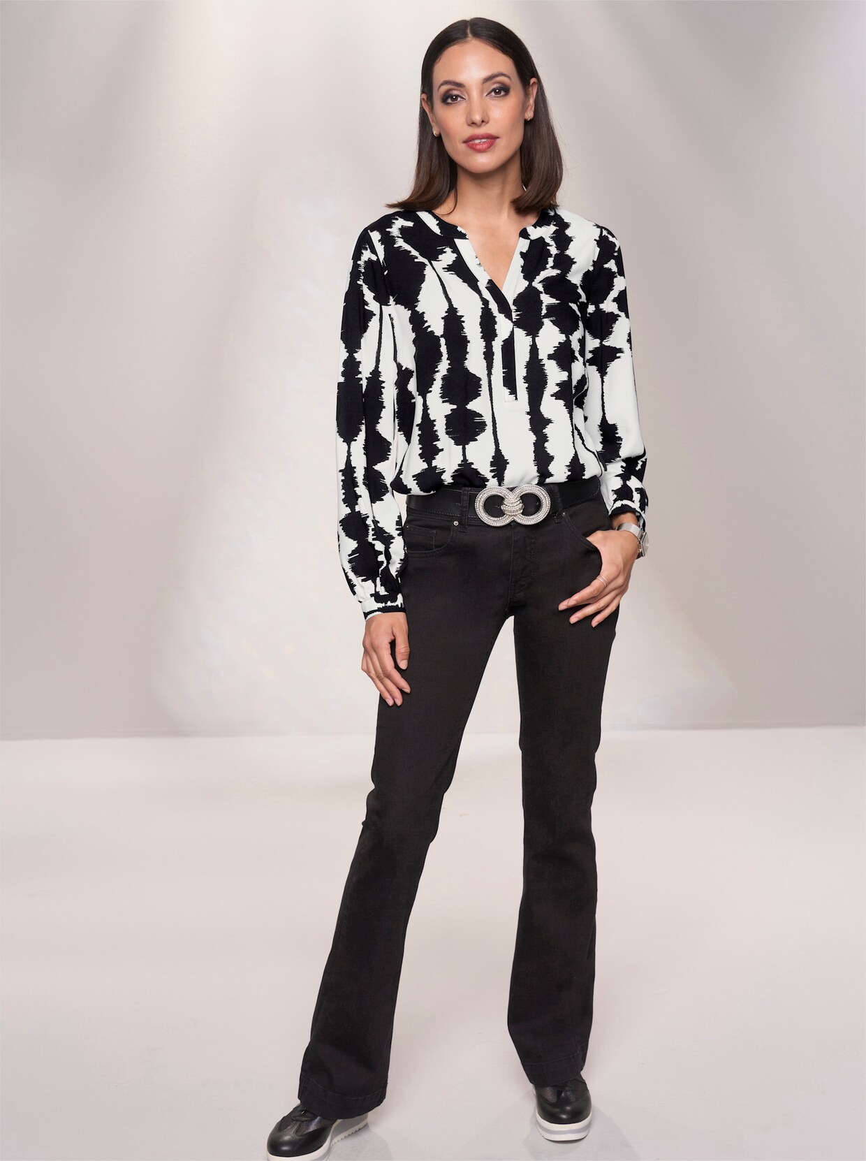 heine Blouse met print - ecru/zwart geprint