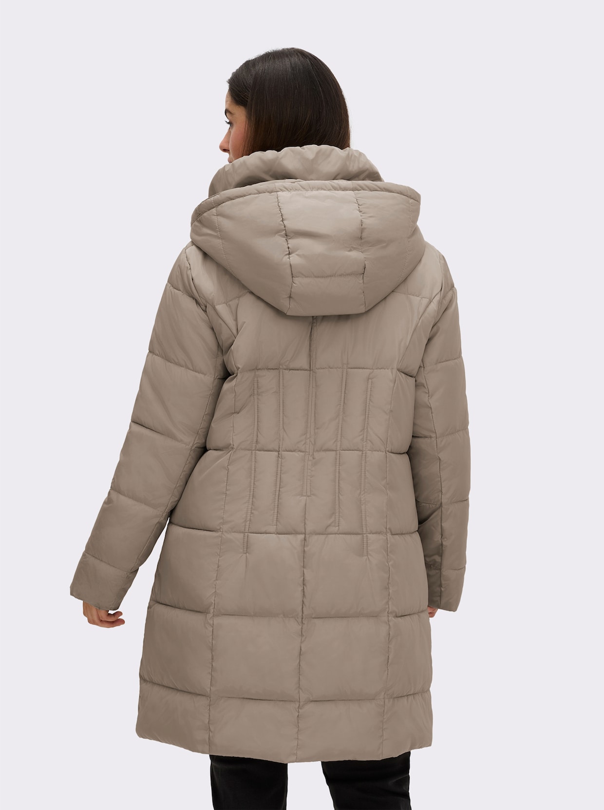 Steppmantel mit Raffung am Stehkragen - sesam