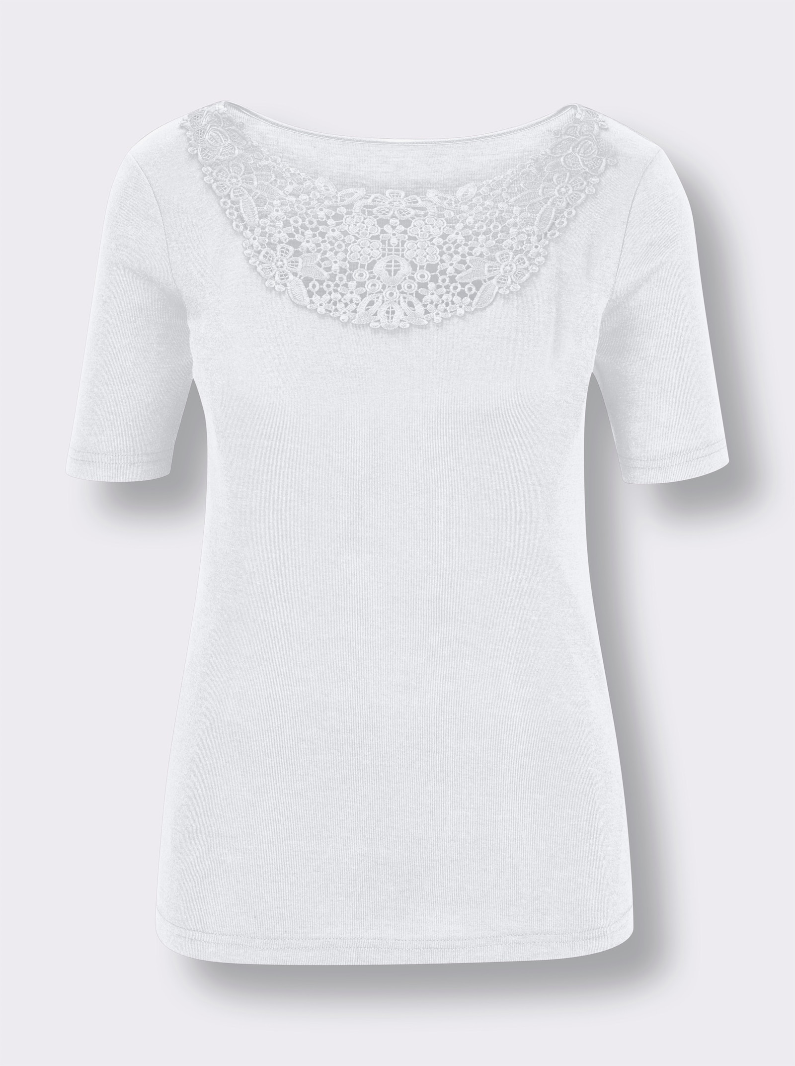 wäschepur Elegant linne med blommig spets - vit