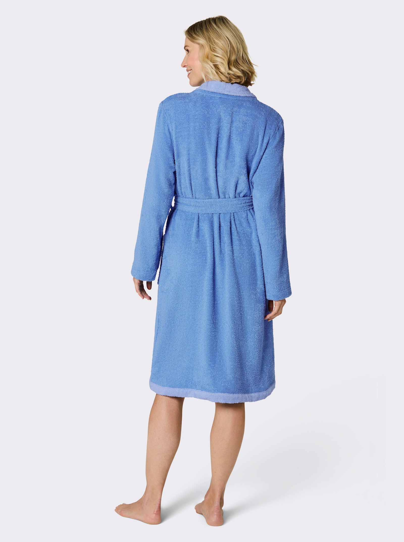 feel good Bademantel mit Kontrast-Details - himmelblau-eisblau