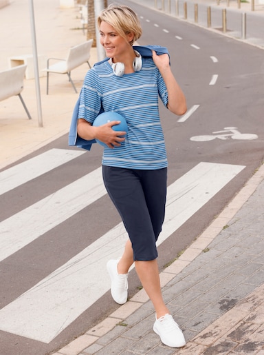 Catamaran Sports Funktionsshirt - mittelblau-weiß-gestreift