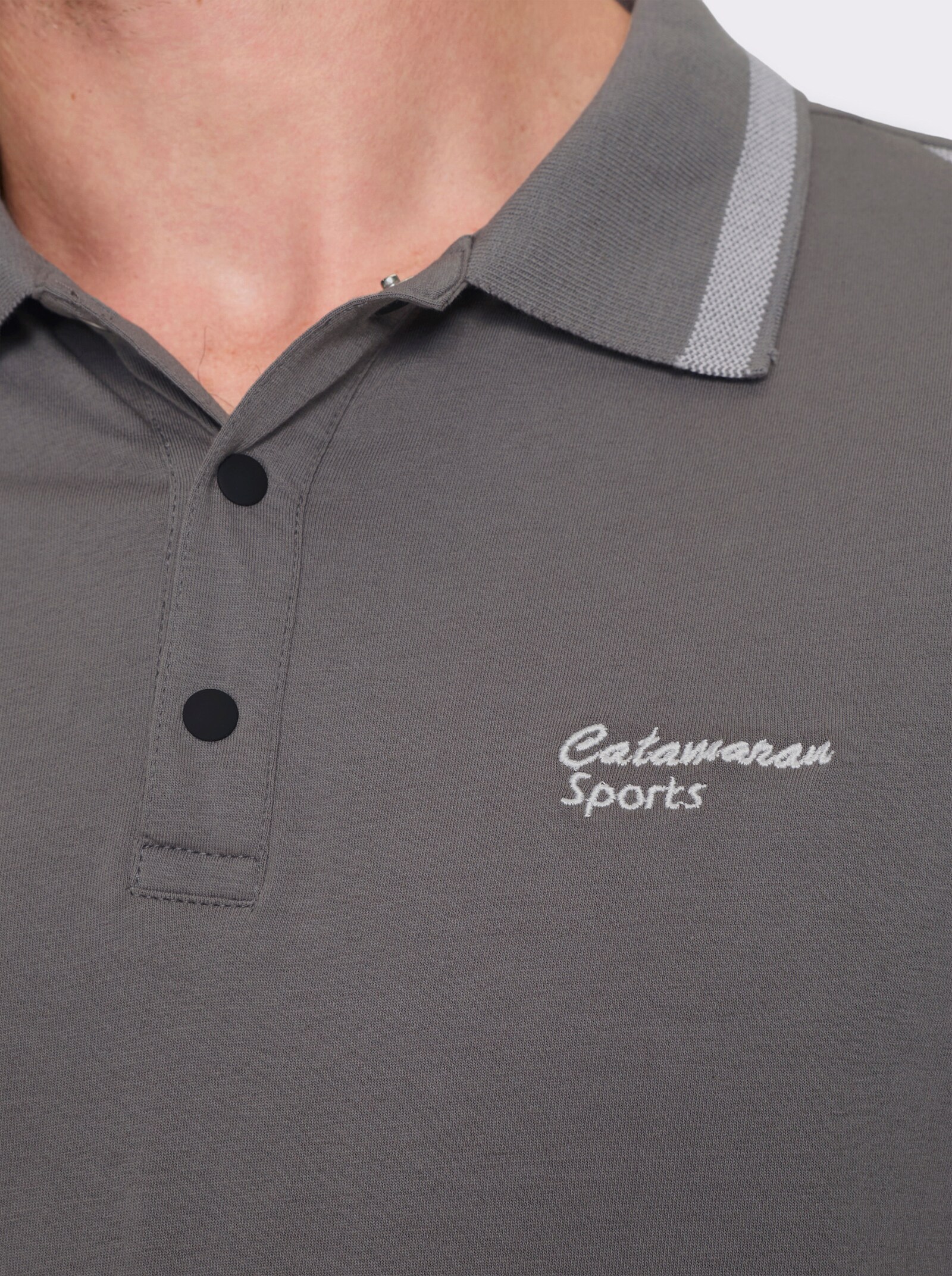 Catamaran Sports Langarm-Poloshirt mit Jacquard-Einsätzen - anthrazit