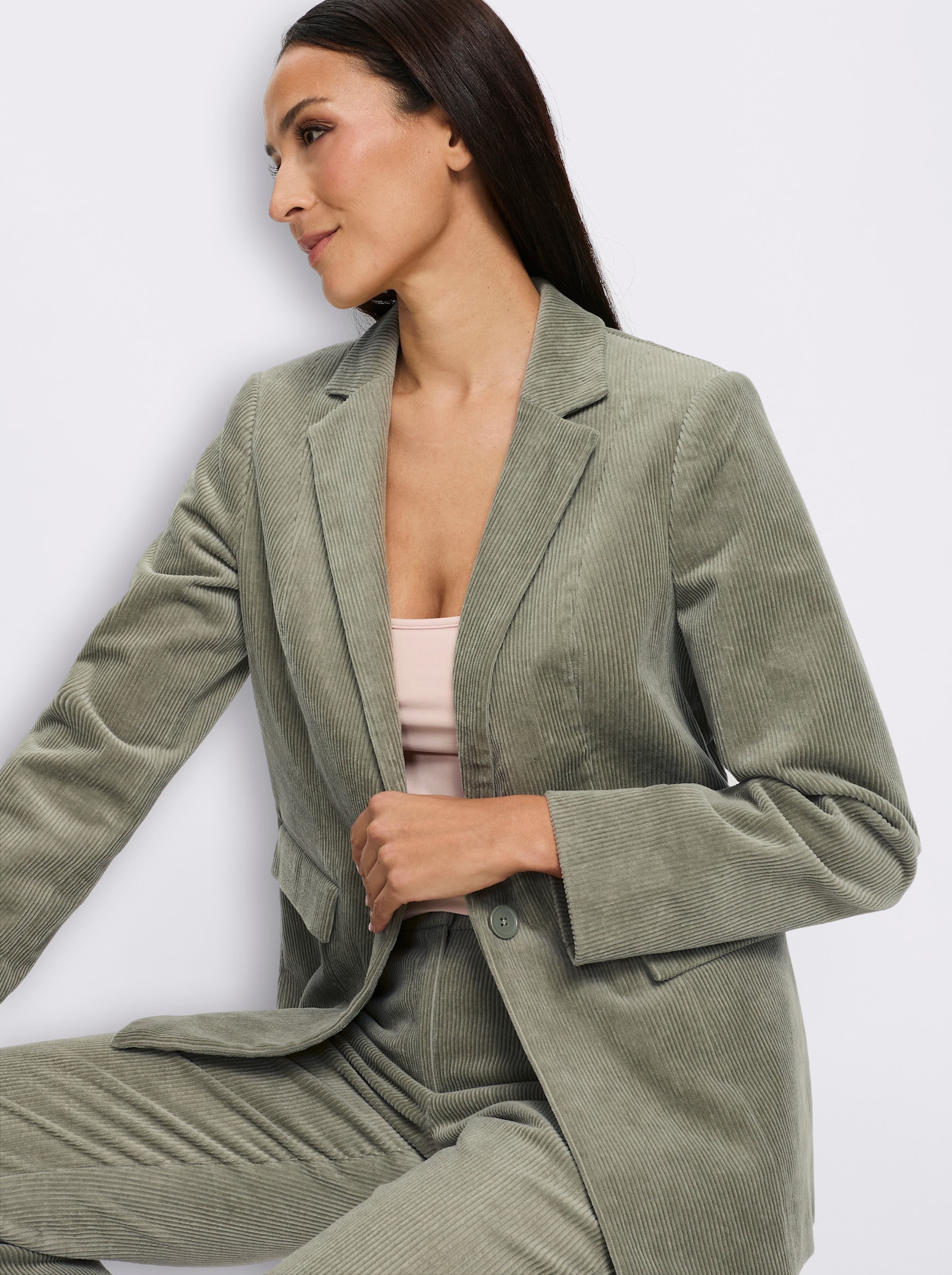 heine Anzug aus Cord - khaki