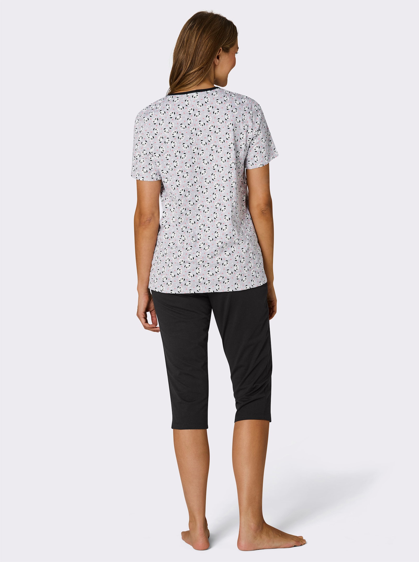 wäschepur Capri-Anzüge - grau-meliert-schwarz + grau-meliert-flamingo