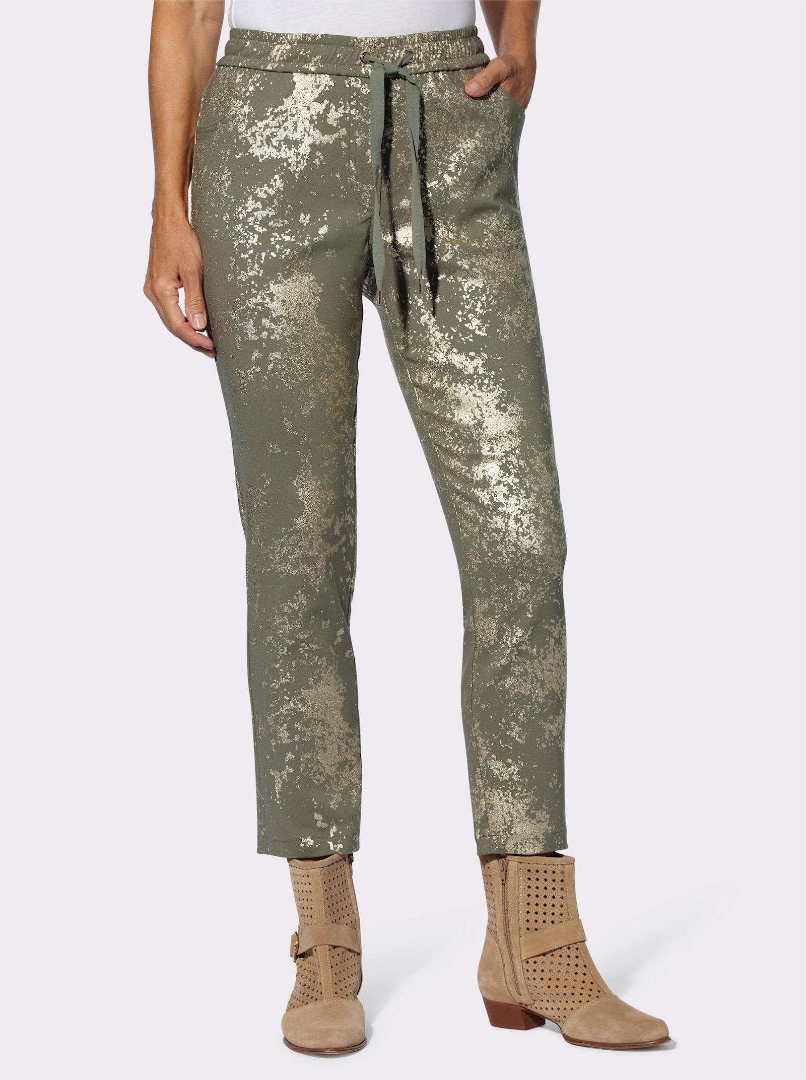 Pantalon avec imprimé doré - kaki