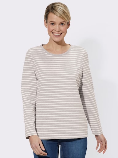 Langarmshirt - beige-gestreift