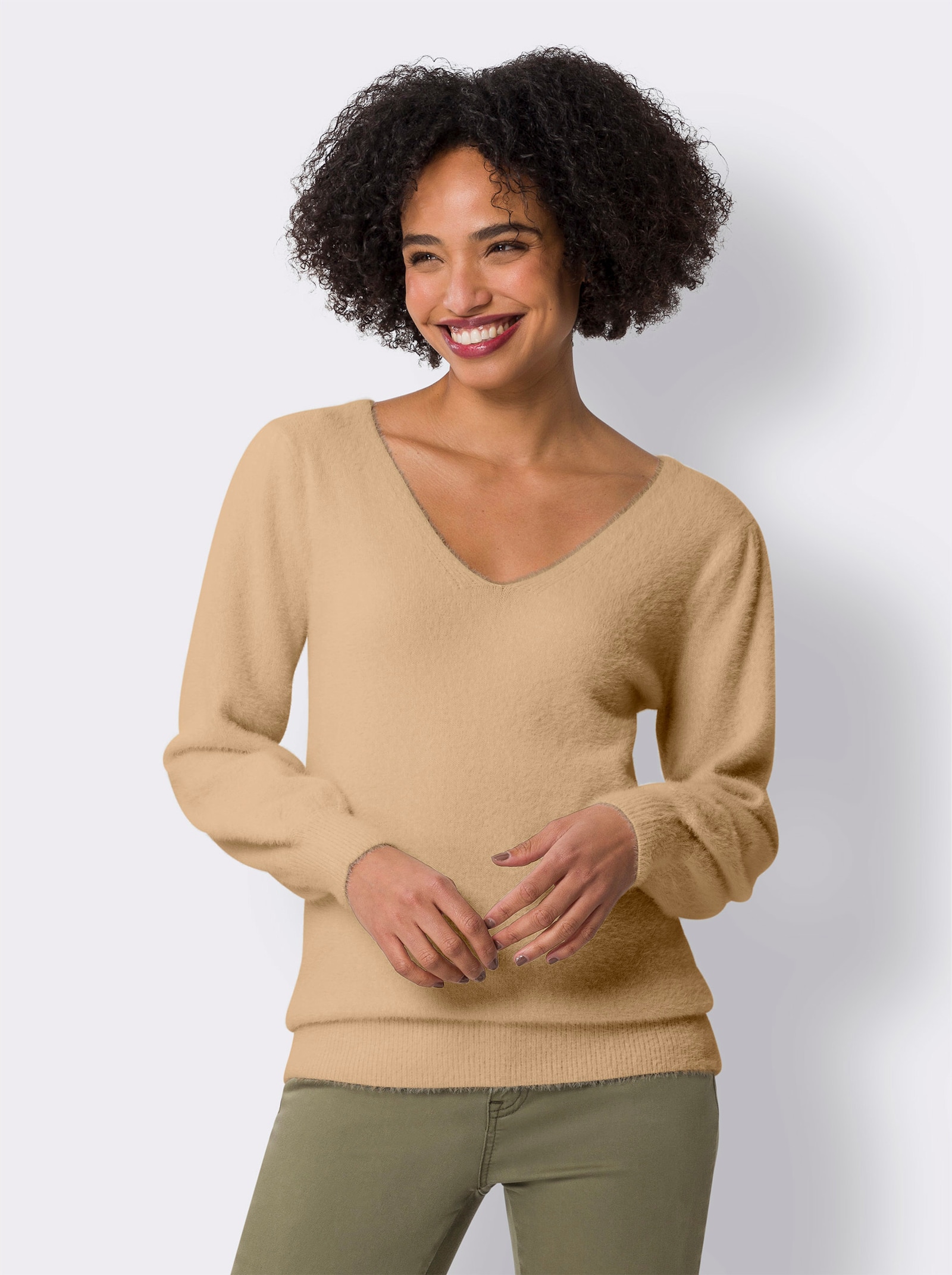 heine Pullover van pluisgaren, met lange mouwen - camel